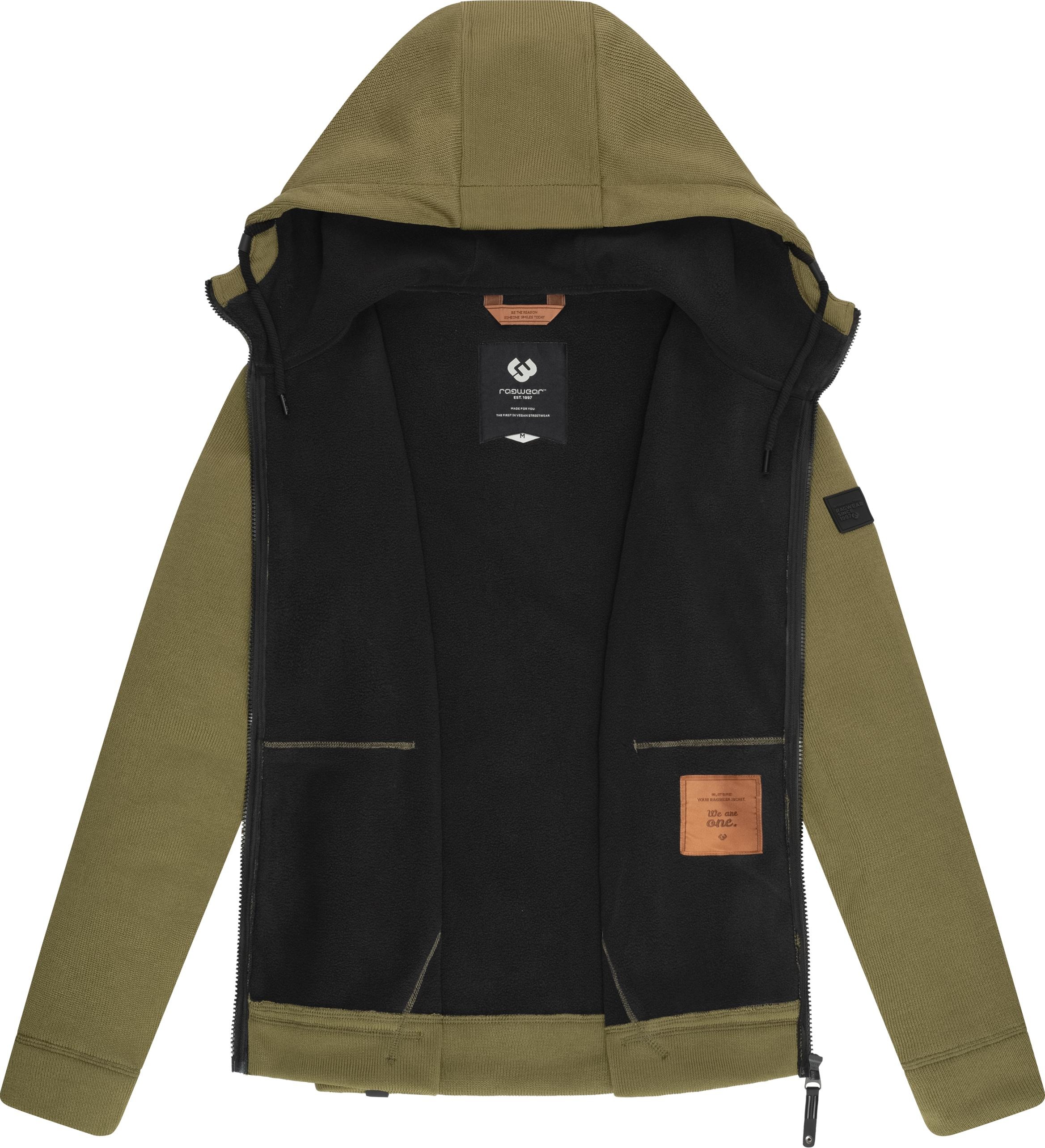 Ragwear Kapuzenstrickjacke »Fabian«, Herren Basic Rippstrick-Jacke mit Kapuze