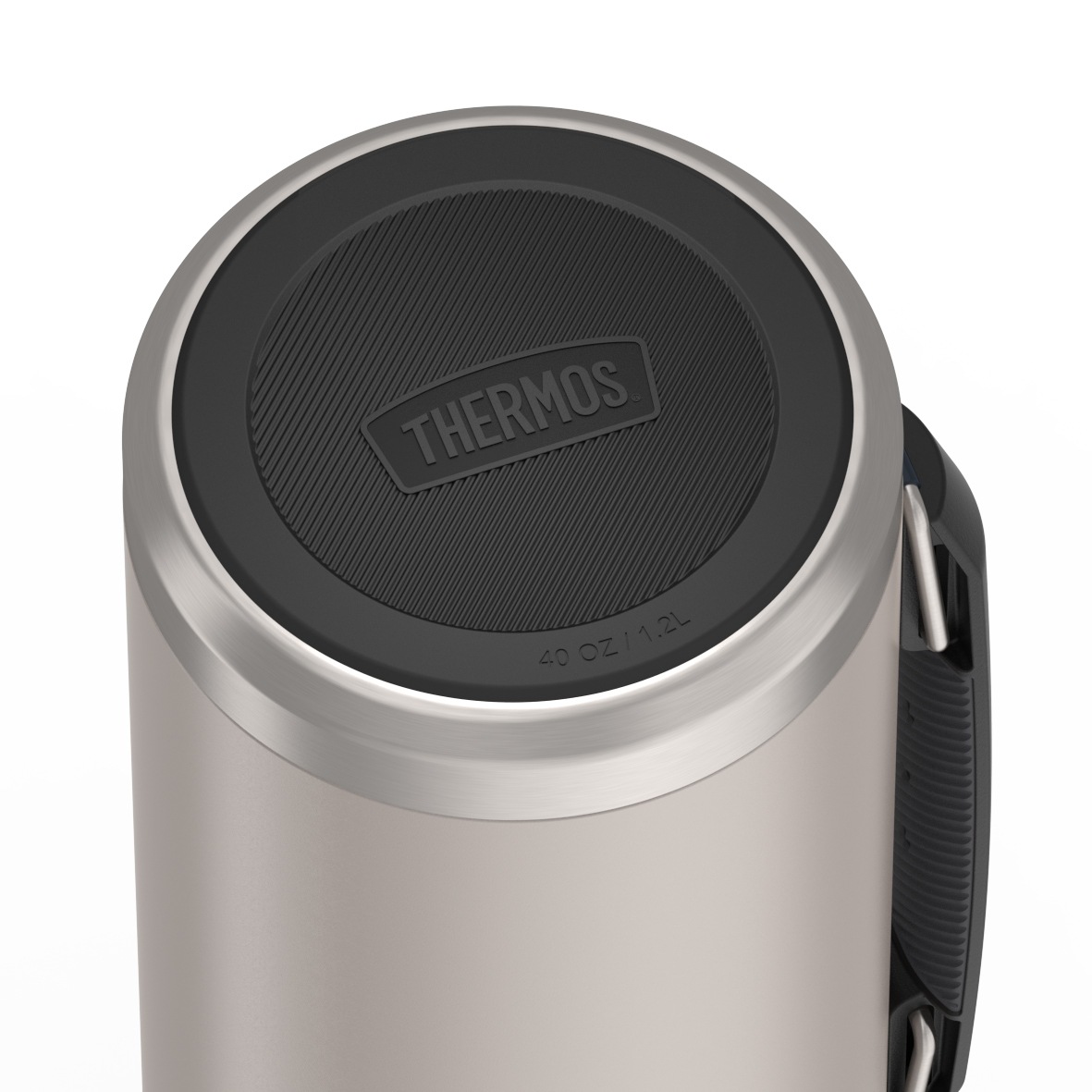 THERMOS Isolierflasche »ICON BEVERAGE BOTTLE, Edelstahlkörper, spülmaschinenfest«, (1 tlg.), 1,2l, 24h heiß & 24h kalt, Twist & Pour Lid, isolierter Trinkbecher