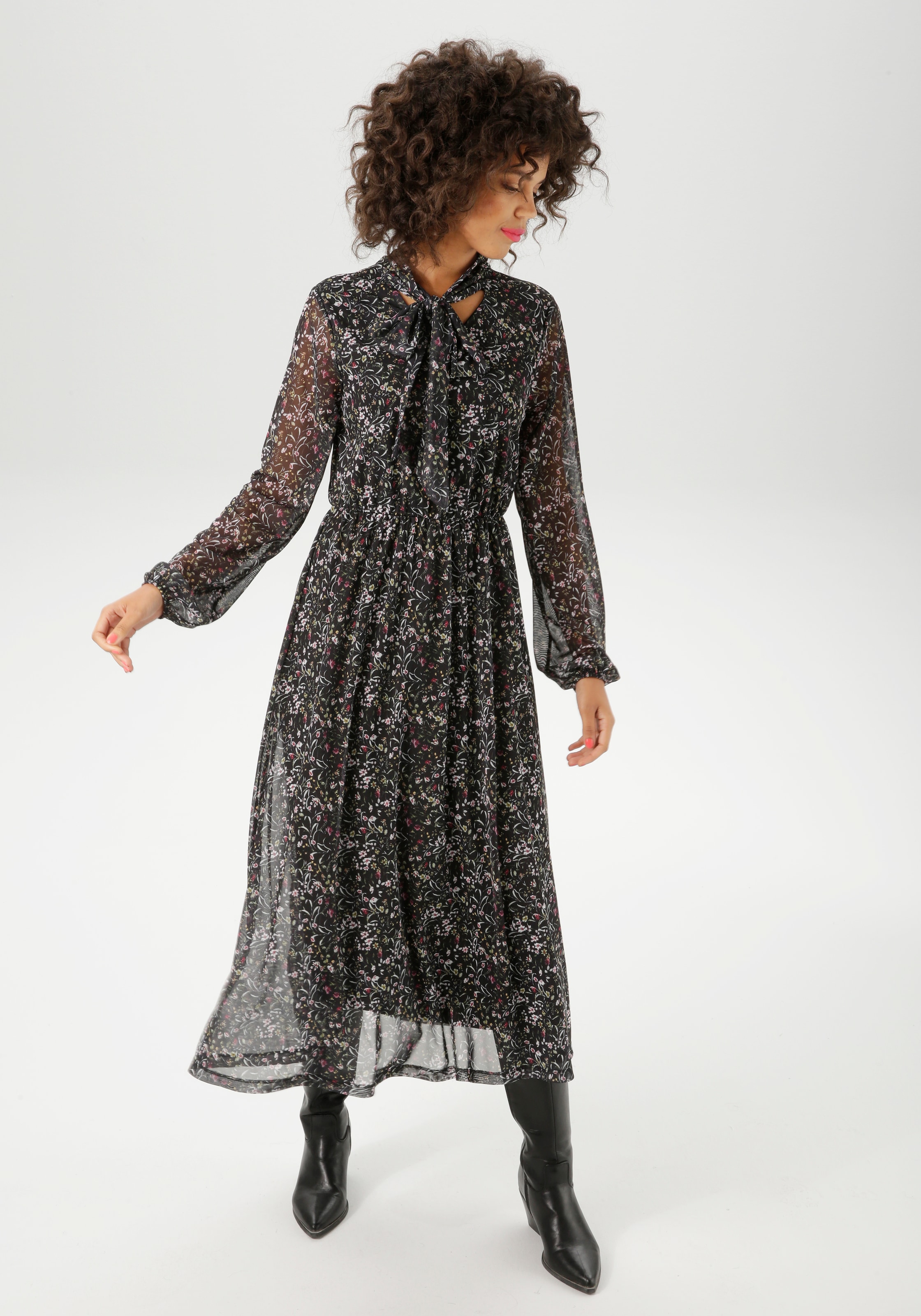 Aniston CASUAL Blusenkleid, mit farbenfrohen Blümchen bedruckt - NEUE KOLLEKTION