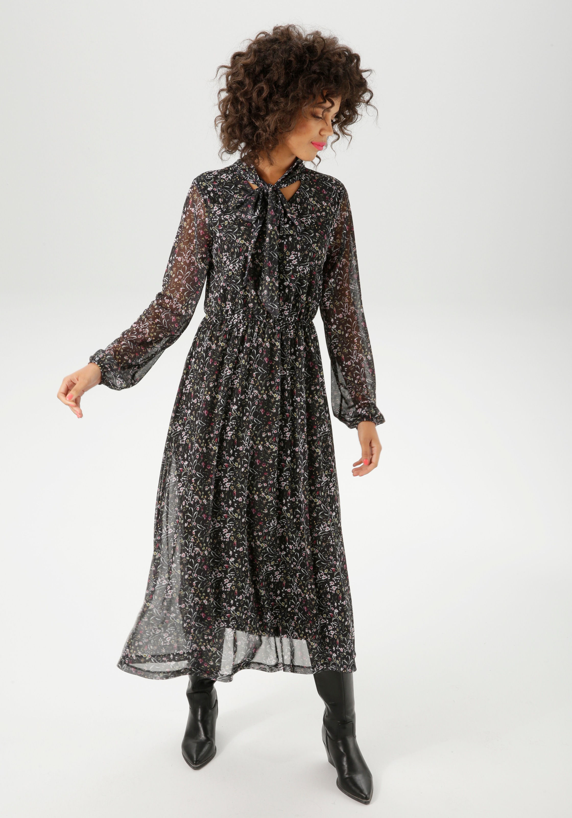 Aniston CASUAL Blusenkleid mit farbenfrohen Blümchen bedruckt günstig online kaufen