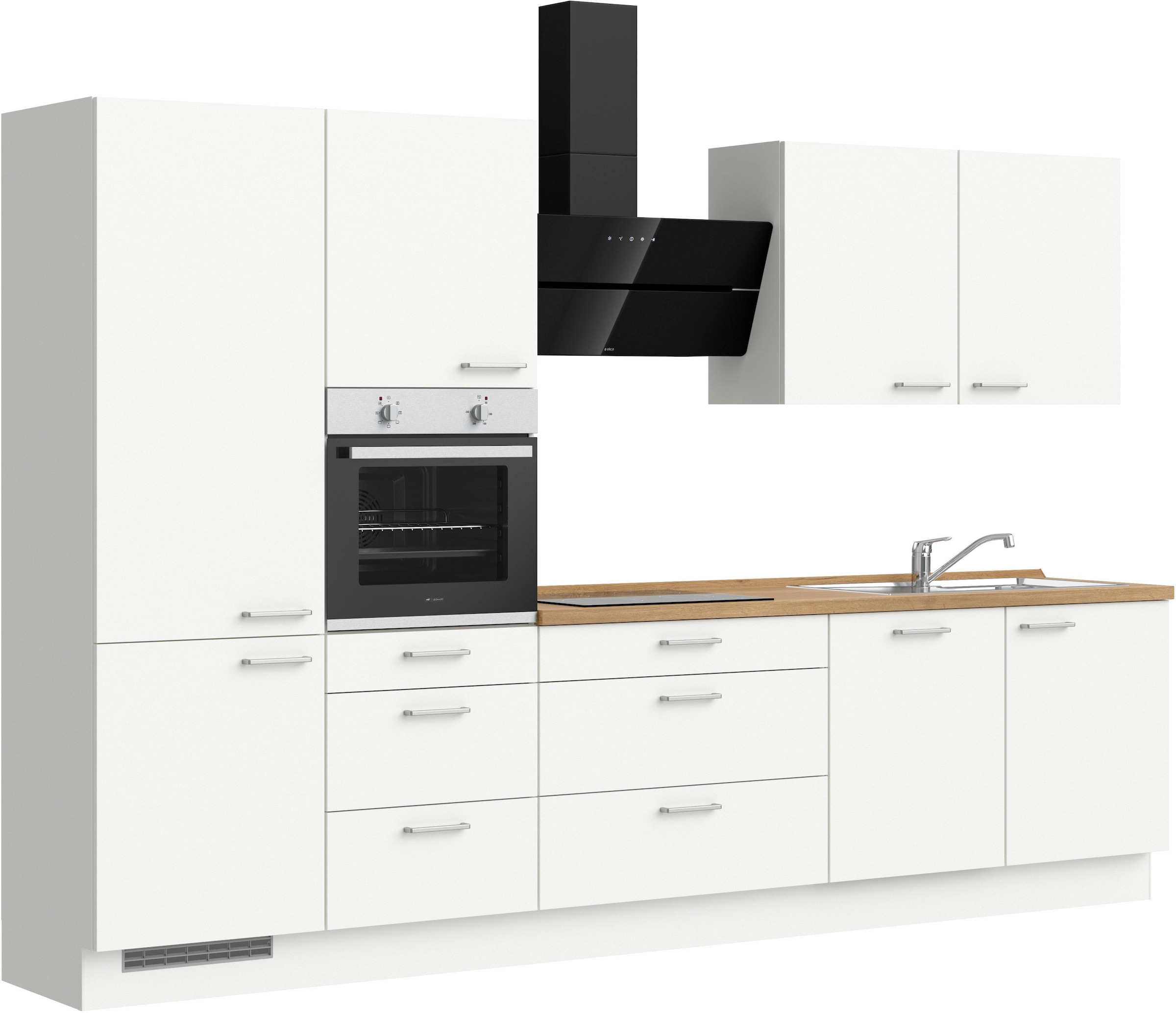 nobilia® elements Küchenzeile »"elements premium"«, vormontiert, Ausrichtung wählbar, Breite 330 cm, ohne E-Geräte