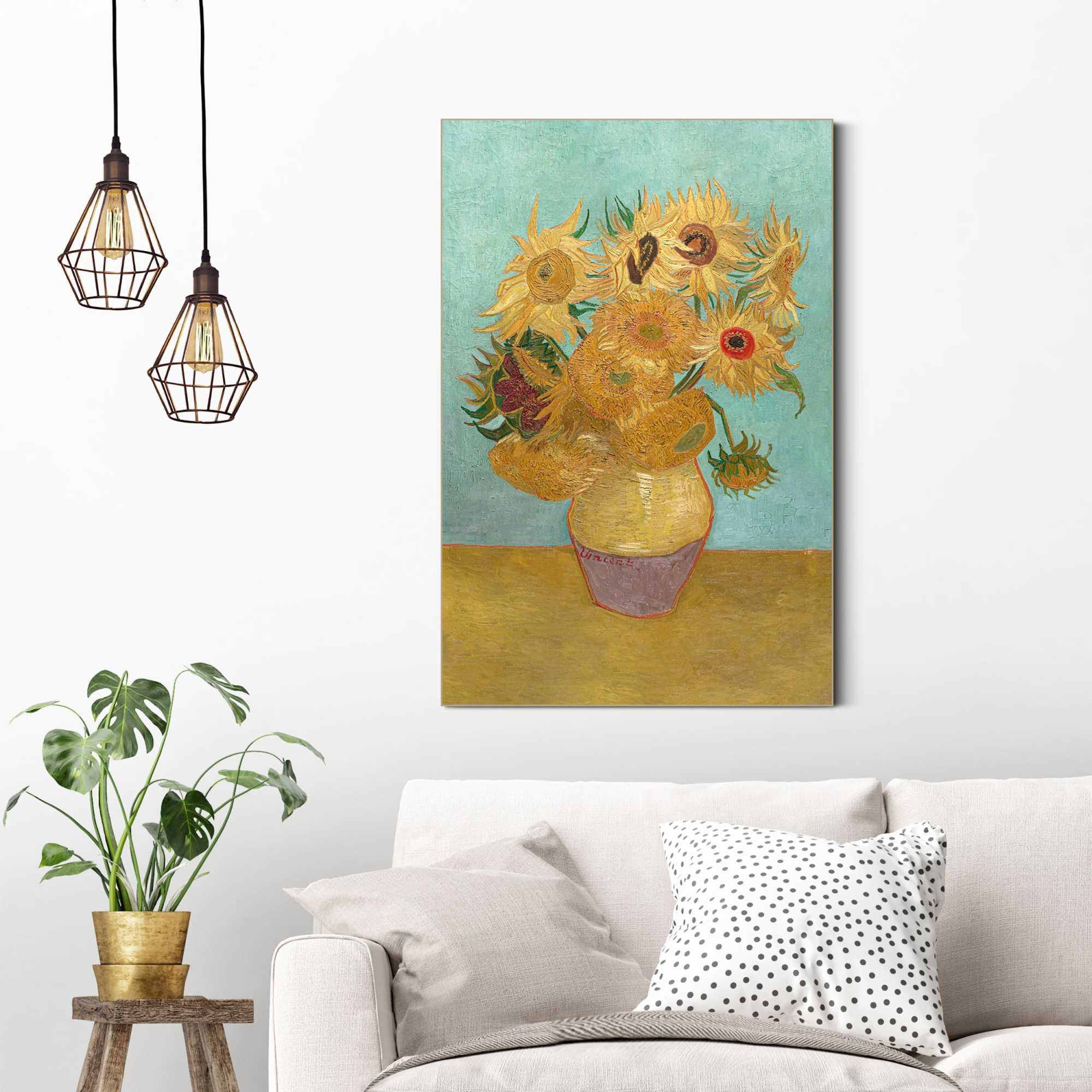 Reinders! Wandbild »Van Gogh - Sonnenblumen«, Wohnzimmer - Alte Meister - Gelb - MDF - Kunst - 90x60 cm