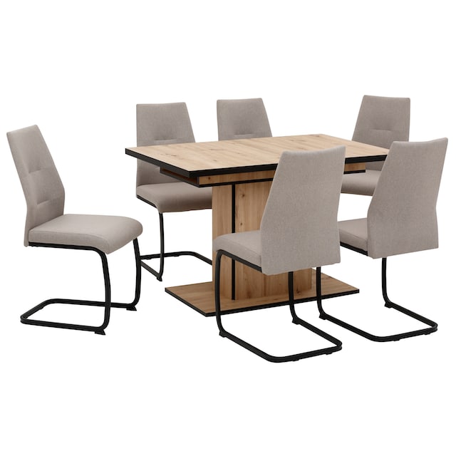 HELA Essgruppe »Ariana«, (Set, 7 tlg., 1 Tisch / 6 Stühle), ausziehbar 120 -160  cm, Bezug Struktur waterfree oder Webstoff kaufen | BAUR