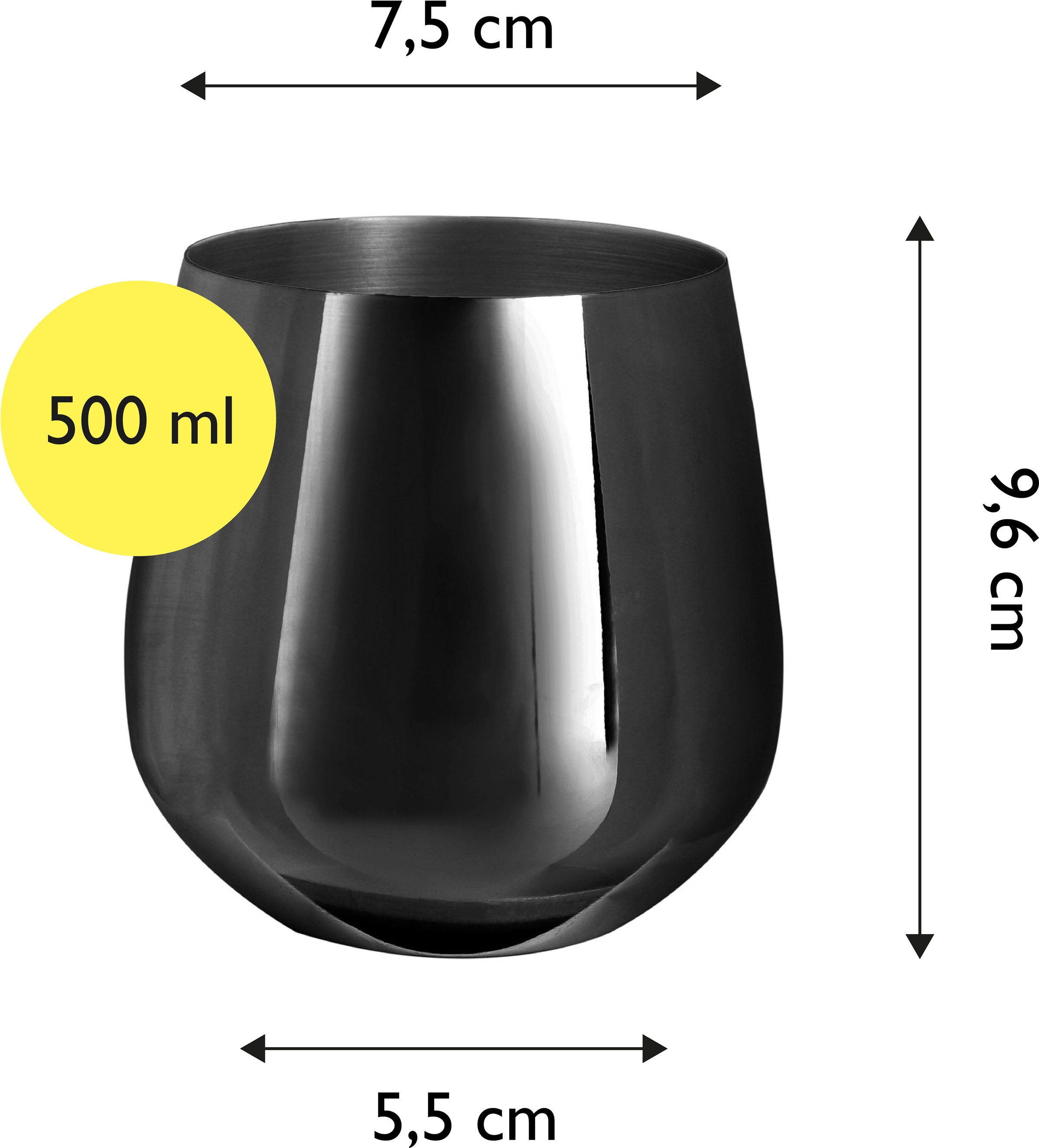 ECHTWERK Weinglas, (Set, 2 tlg.), (Wein & Wasserkelch-Set), 500 ml, bruchsicher, stiellos, 10 x 9,5 cm
