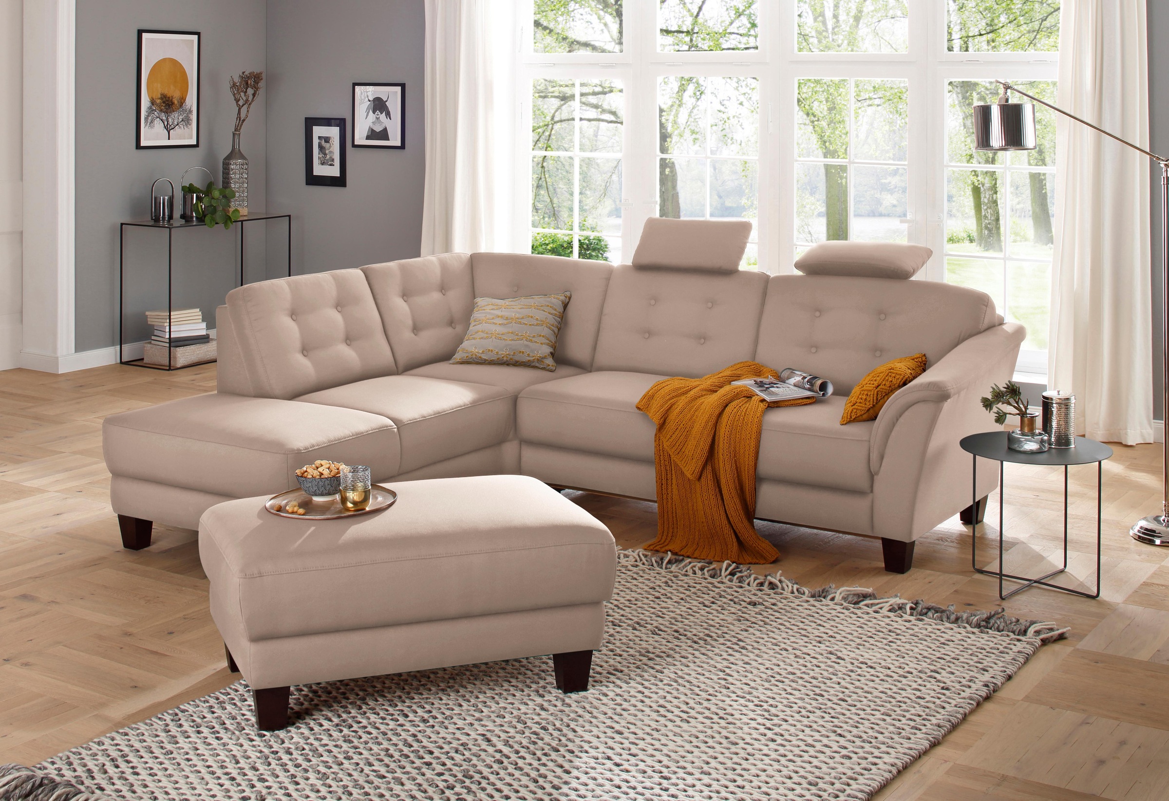 Home affaire Ecksofa "Trondheim L-Form" mit Federkern und Knopfheftung im R günstig online kaufen