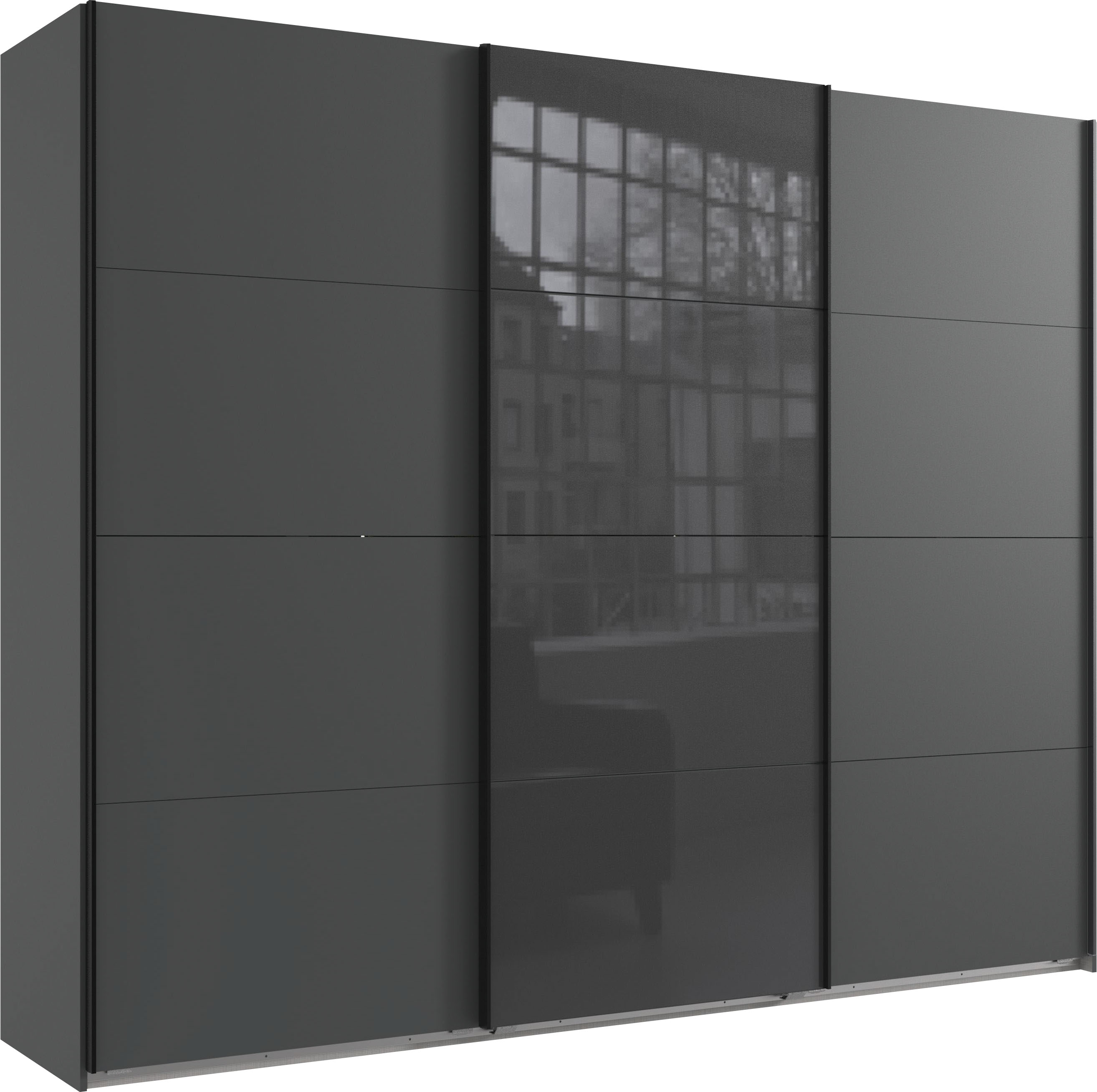 Wimex Schwebetürenschrank "Norderstedt" INKLUSIVE 2 Stoffboxen und 2 zusätzliche Einlegeböden, mit Glastür