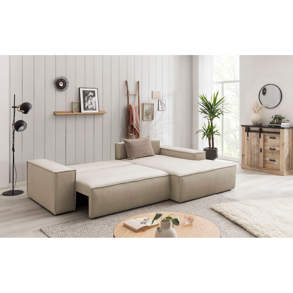 Ecksofa SHERWOOD Schlafsofa, mit Bettkasten, Cord-Bezug