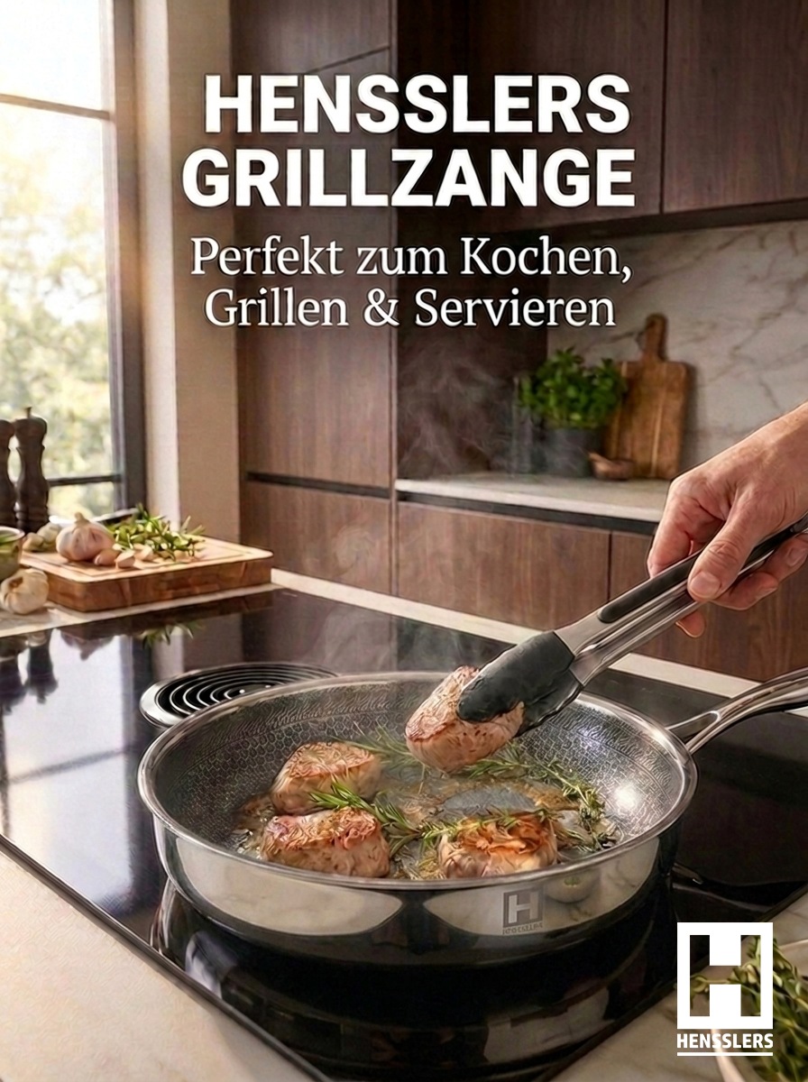 HENSSLERS Schmorpfanne »Premium, Pfanne 26 cm, inklusive Grillzange« Edelstahl Set, 3 tlg.