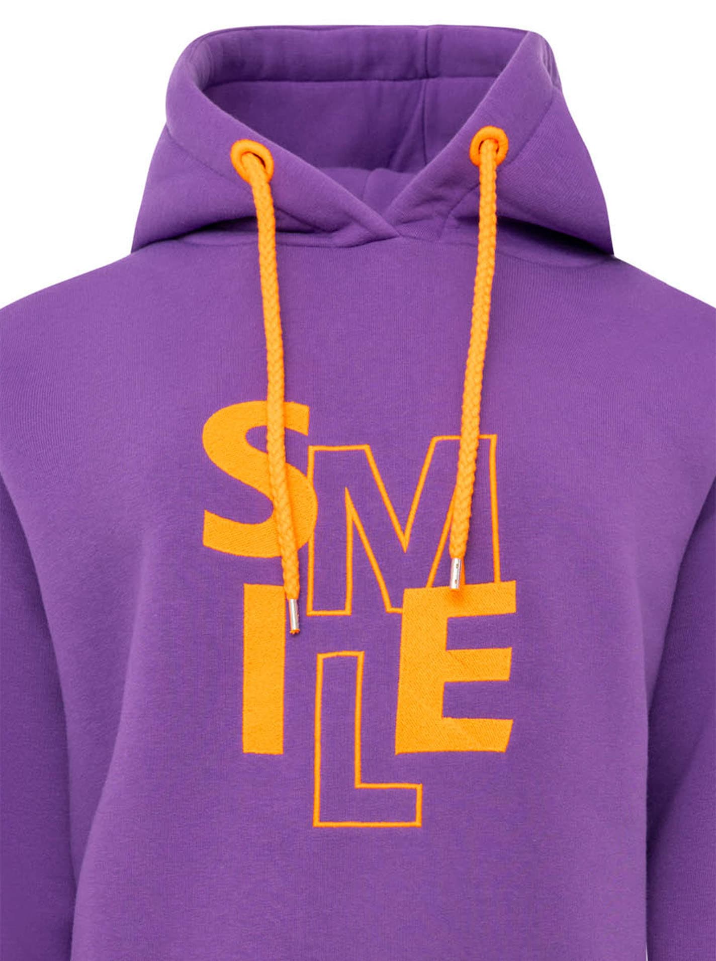 Zwillingsherz Hoodie »"SMILE"«, große Stickerei, gestreifte Bündchen, Fronttasche, Kapuze
