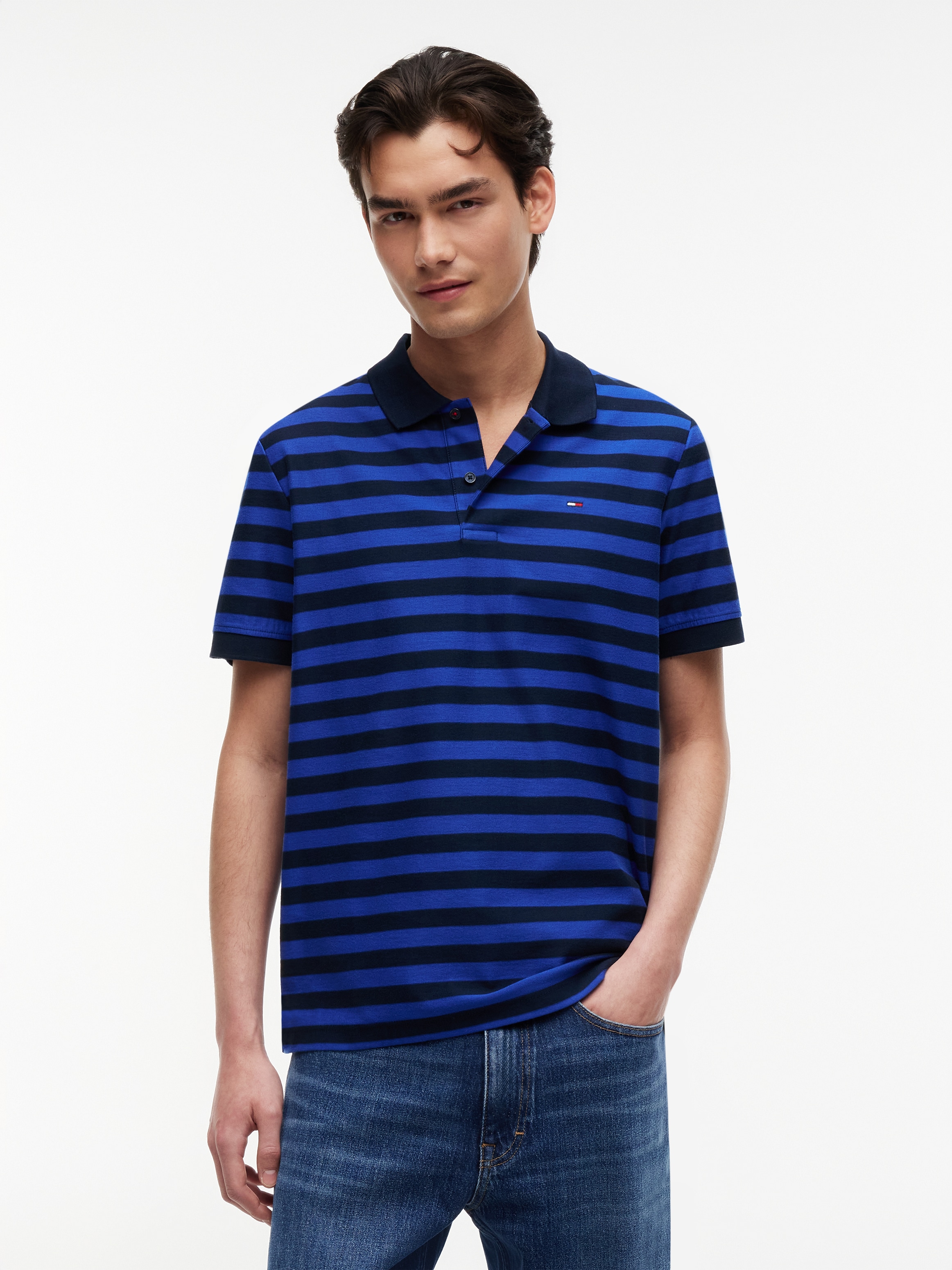 Tommy Jeans Poloshirt "TJM REG STRIPE POLO EXT" aus Baumwoll-Jersey, Regular Fit