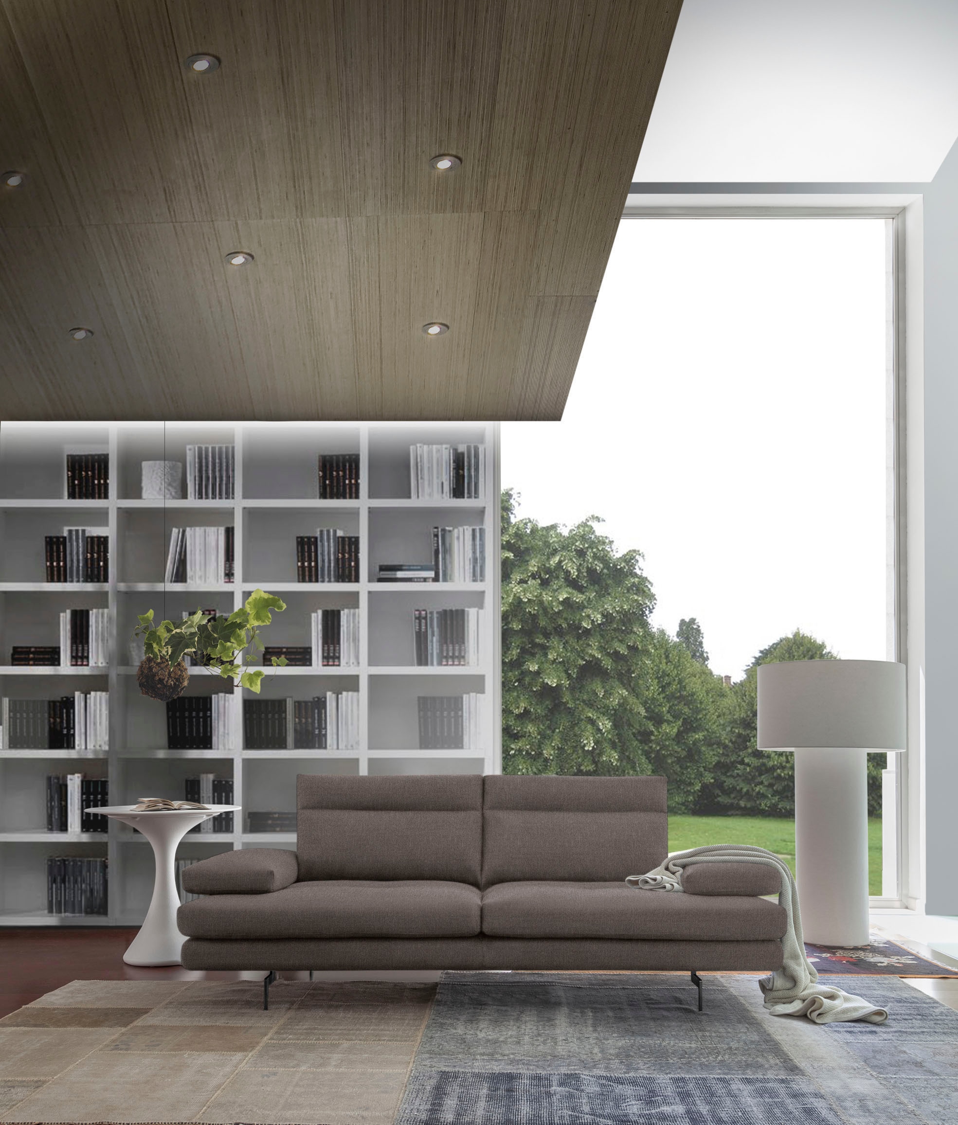 CALIA ITALIA 3-Sitzer "Toby Wing, 208 cm breit, Designsofa, hochwertige Verarbeitungsdetails" inkl. Sitztiefenverstellung und Armteilfunktion, Füße in Schwarz matt