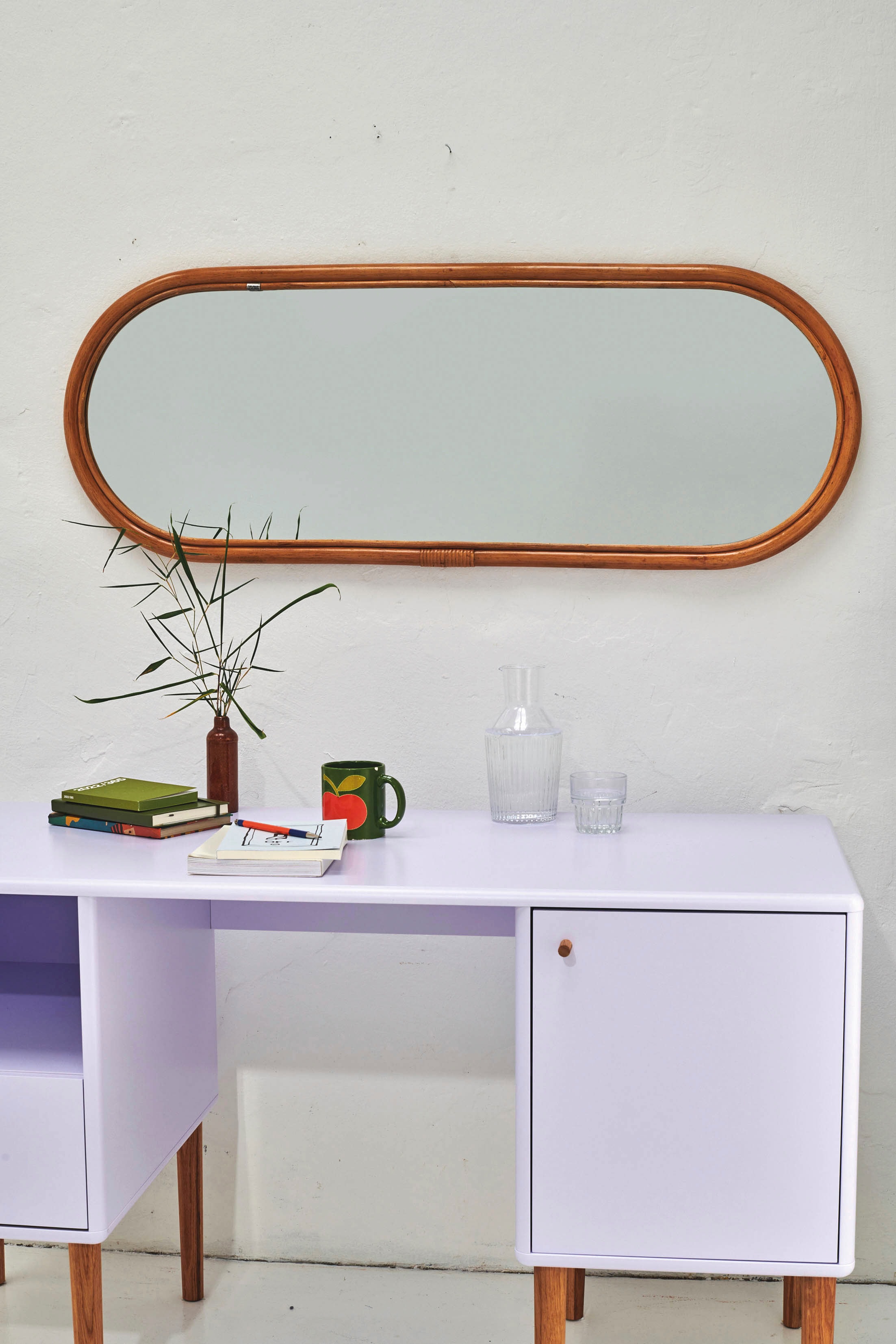 SIT Wandspiegel "Bonn mit Rattanrahmen in Natur für Flur & Schlafzimmer" Ovaler Spiegel mit natürlichem Rattanrahmen & dekorativem Metallring