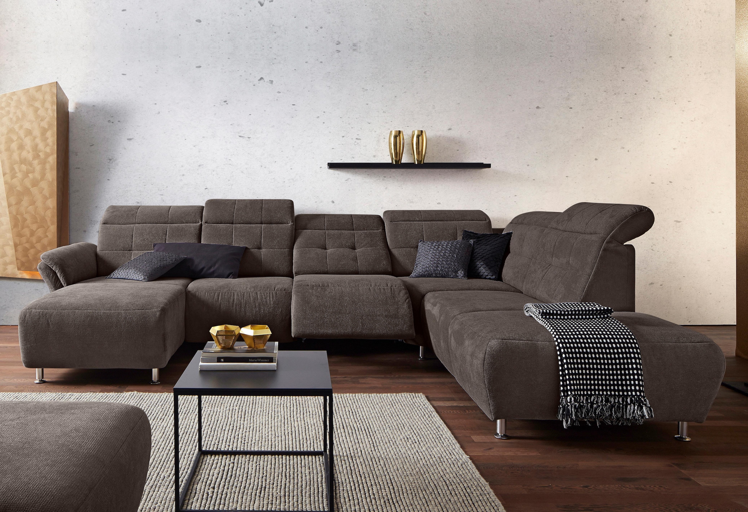 Home affaire Wohnlandschaft "Manhattan U-Form" 2 Sitze mit elektrischer Rel günstig online kaufen