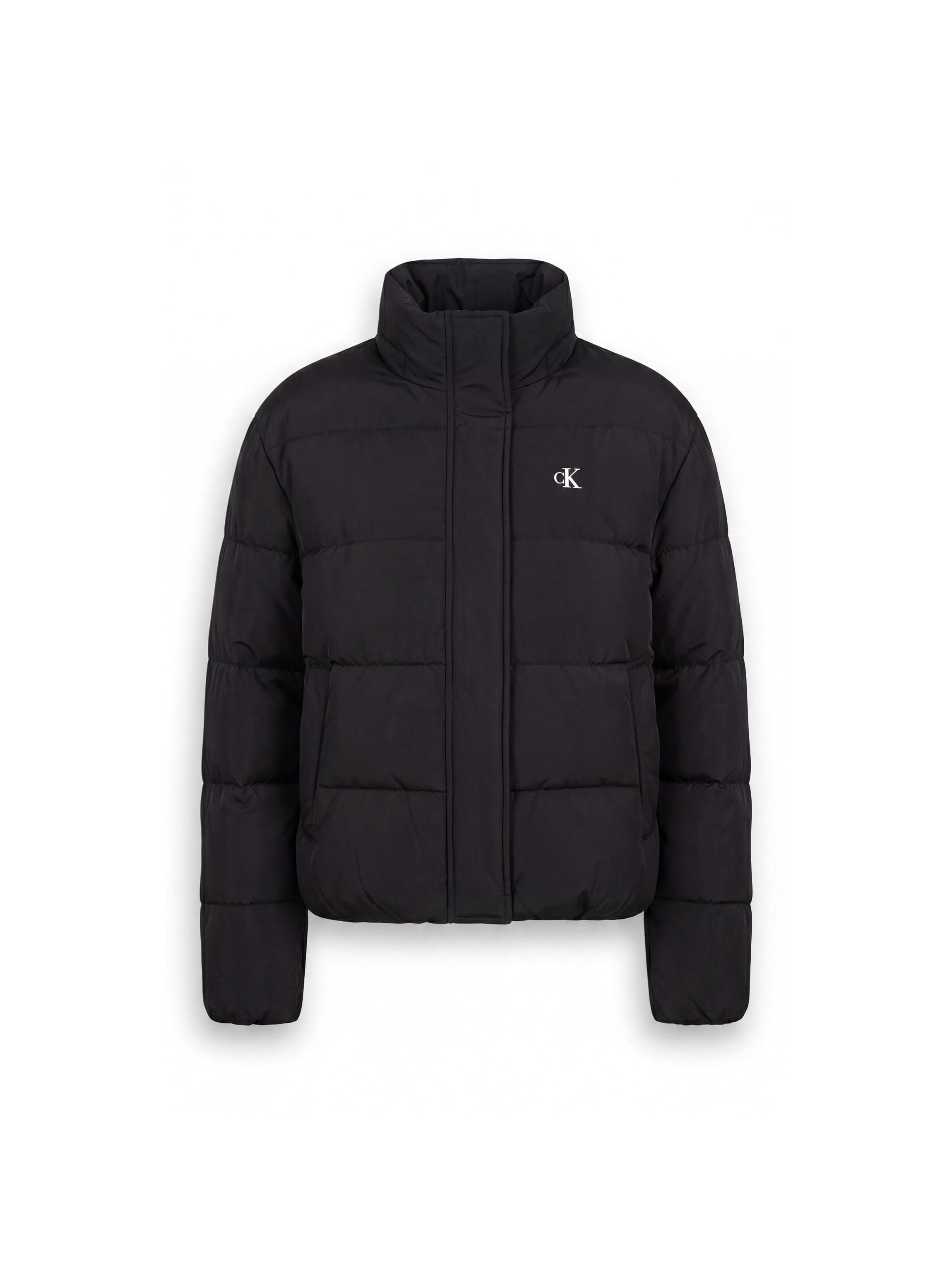 Calvin Klein Jeans Steppjacke mit Kapuze abnehmbare Kapuze, kurze Form, verdeckter Reißverschluss