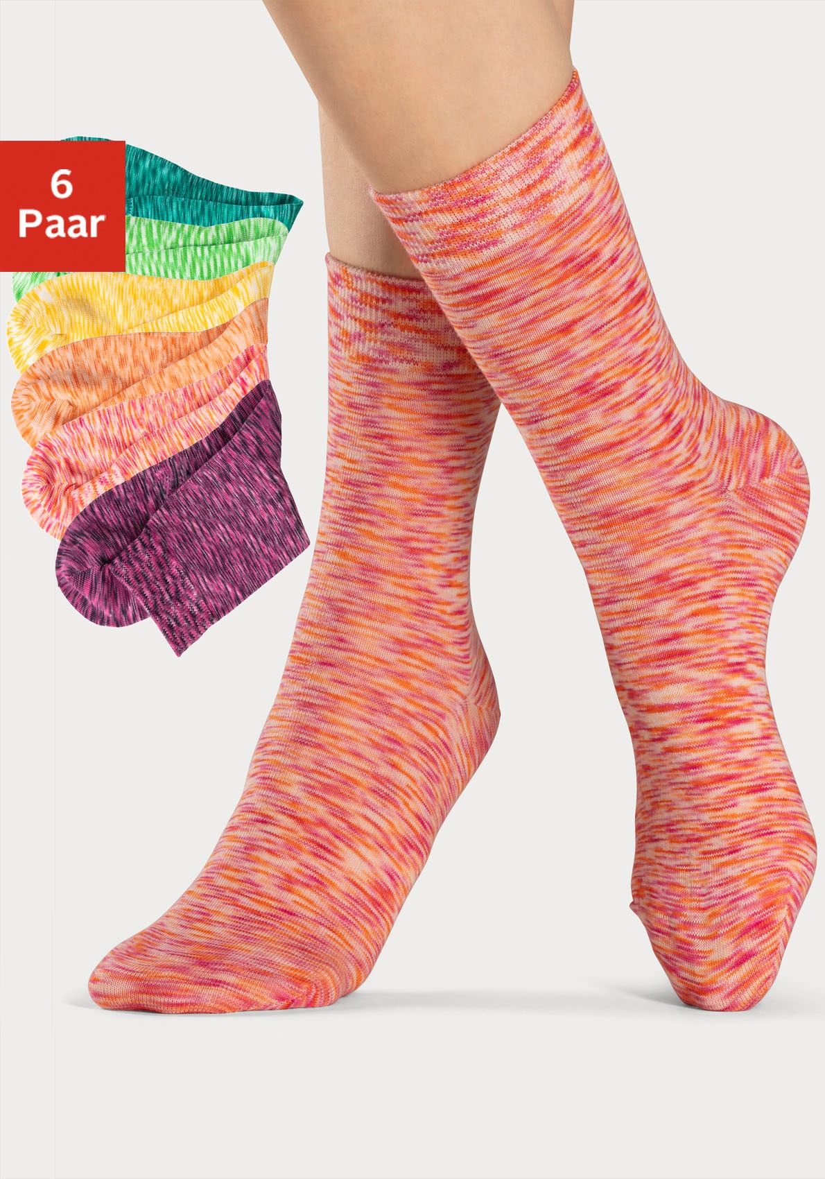 H.I.S Freizeitsocken Packung, 6 Stk. tlg. mit farbigem Garn