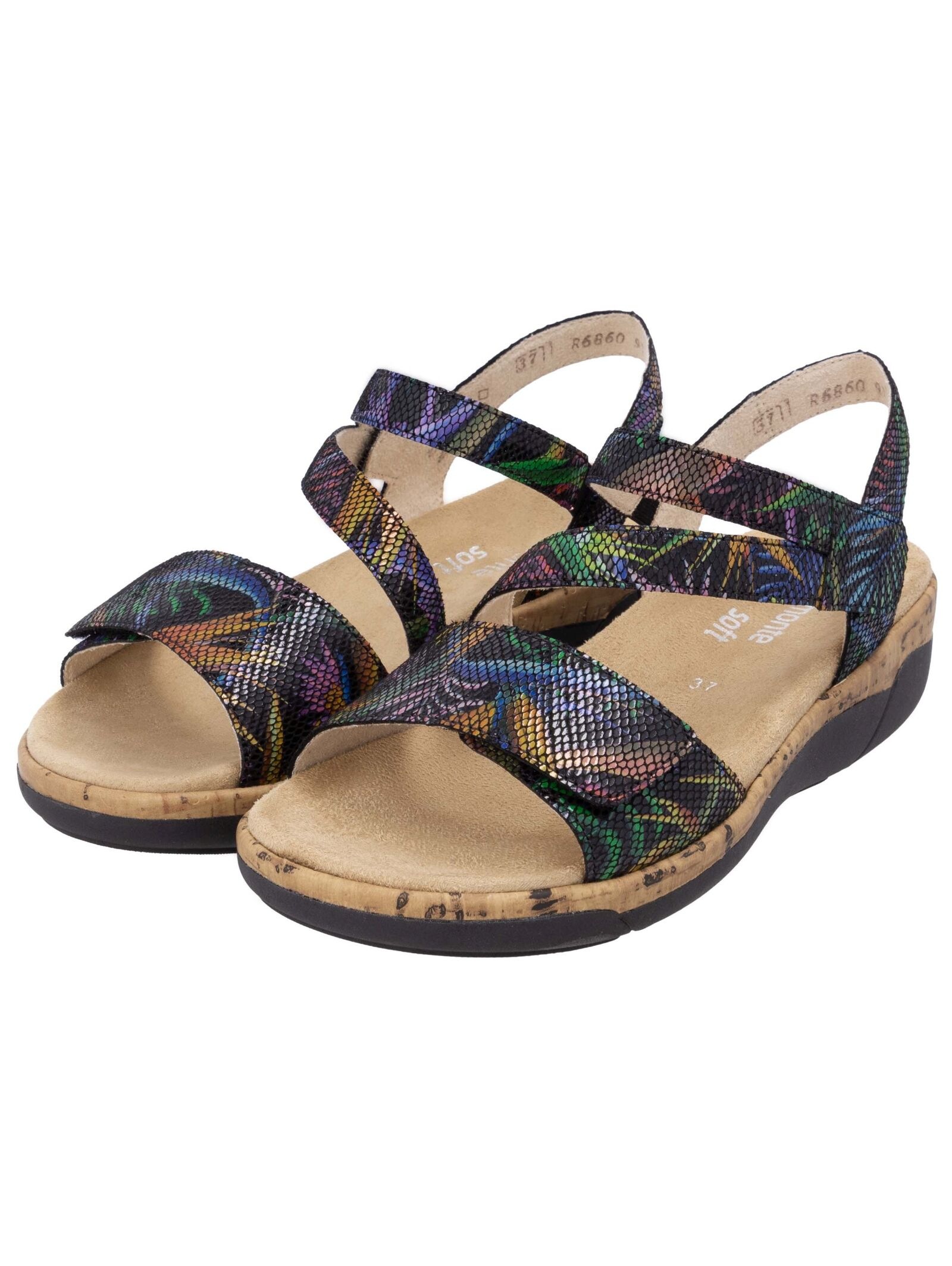 Riemchensandale REMONTE "Remonte Sandalen Leder", Damen, Gr. 37, schwarz, Leder, Schuhe Riemchensandale 3