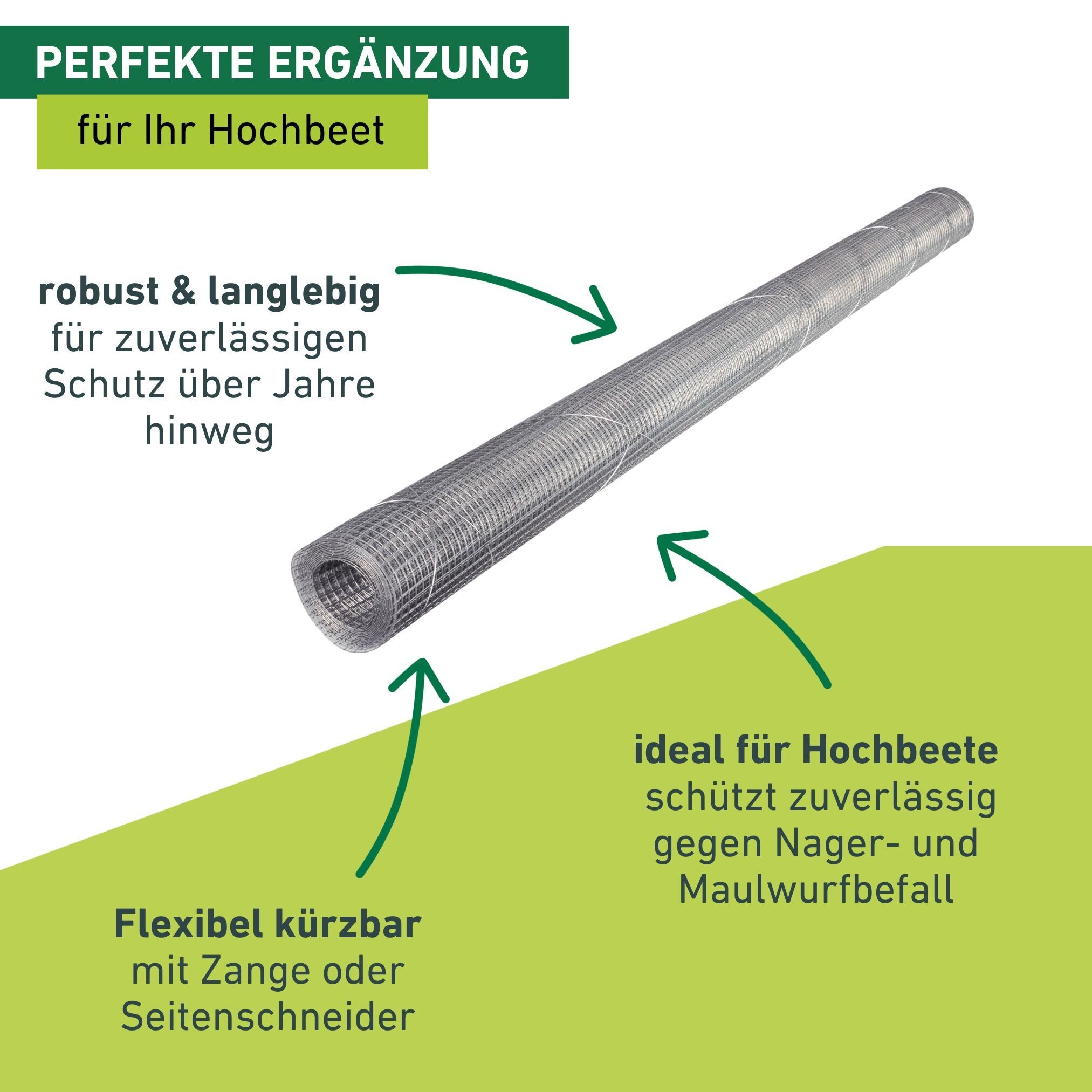 Windhager Mäusegitter »für Hochbeete, Wühlmausschutz aus 0,55 mm Stahldraht« zuverlässiger Schutz gegen Nager, Wühlmausgitter 2,1 x 1,1 m