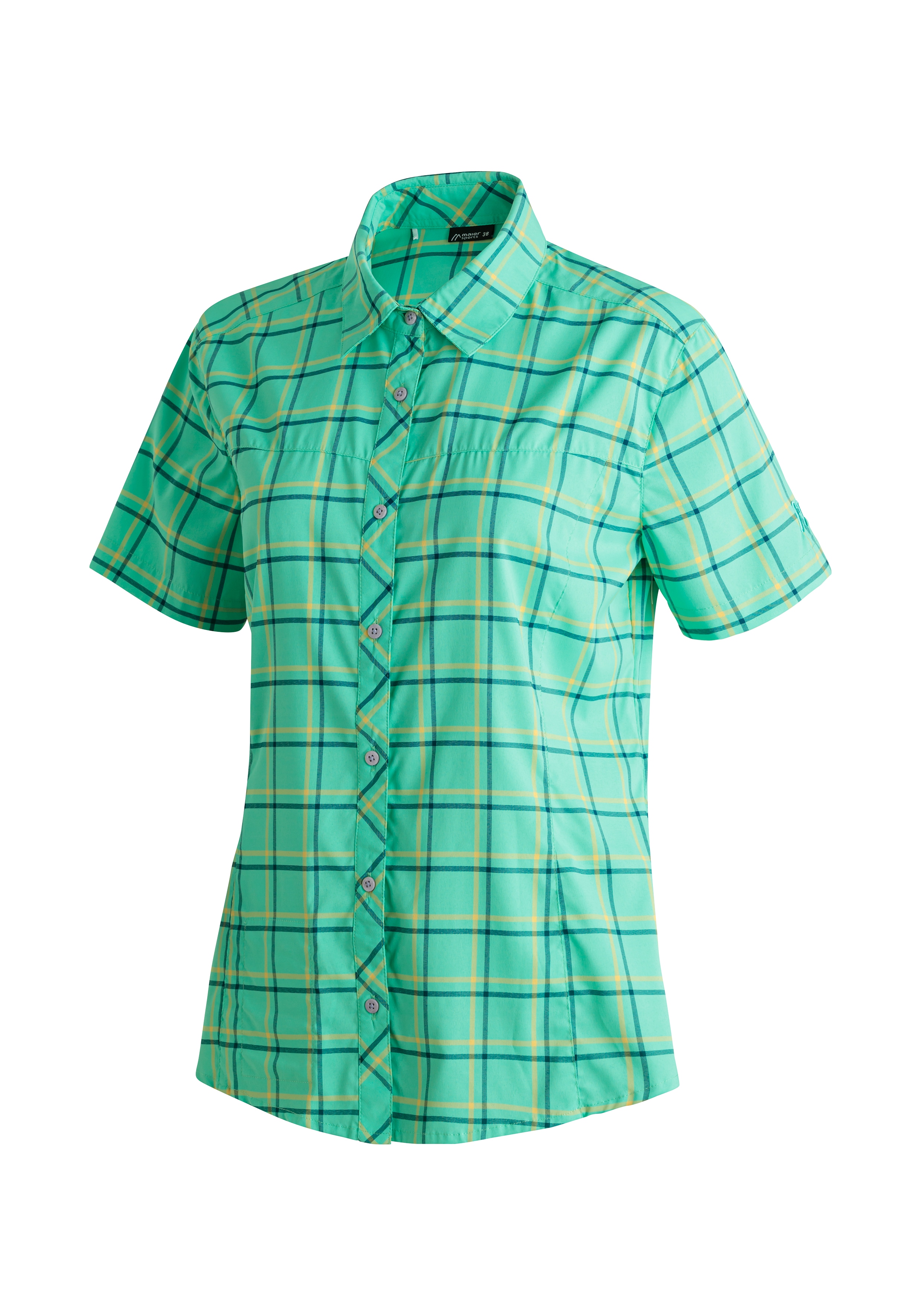 Maier Sports Funktionsbluse "Kendra S/S W" Damen Bluse, leichte Kurzarmbluse, Blusen-Shirt, Karobluse, Reg Fit