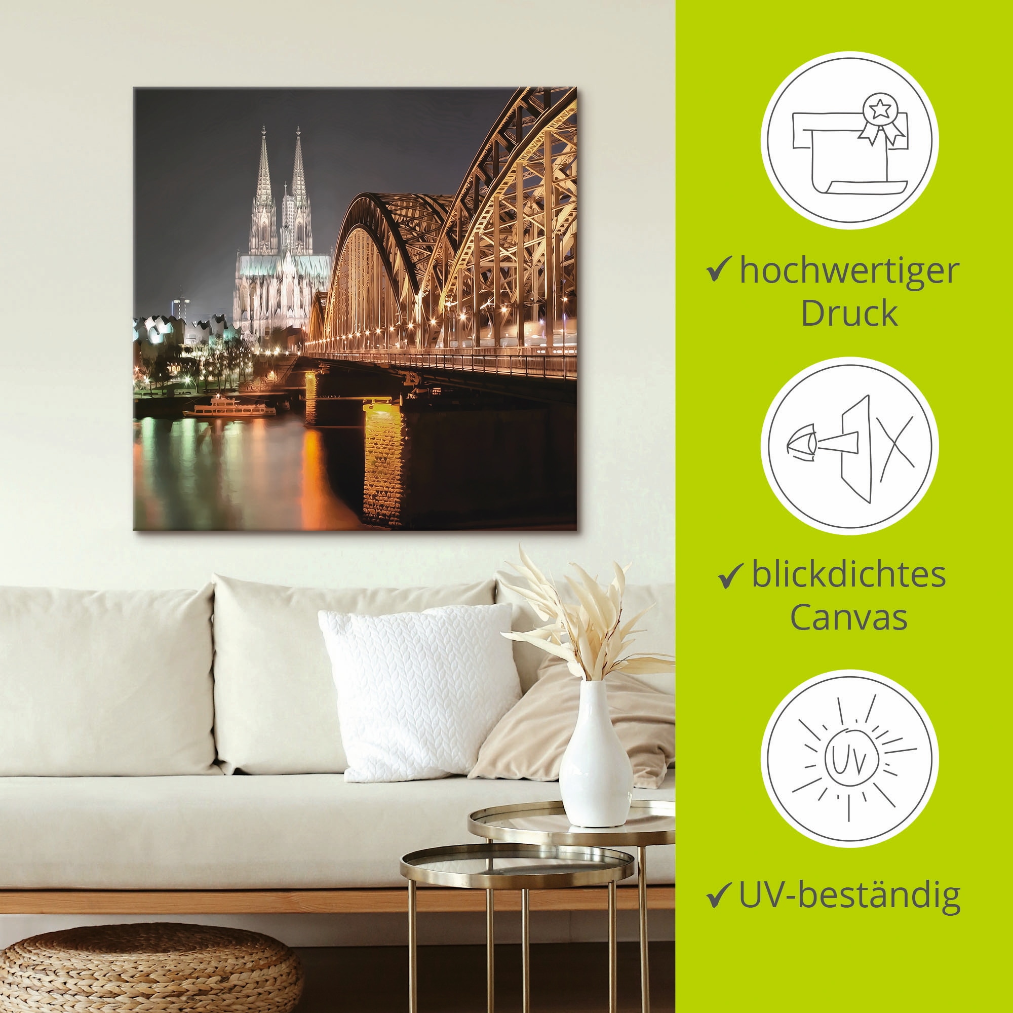 Artland Leinwandbild »Köln Skyline Collage V«, Brücken, (1 St.), auf Keilrahmen gespannt