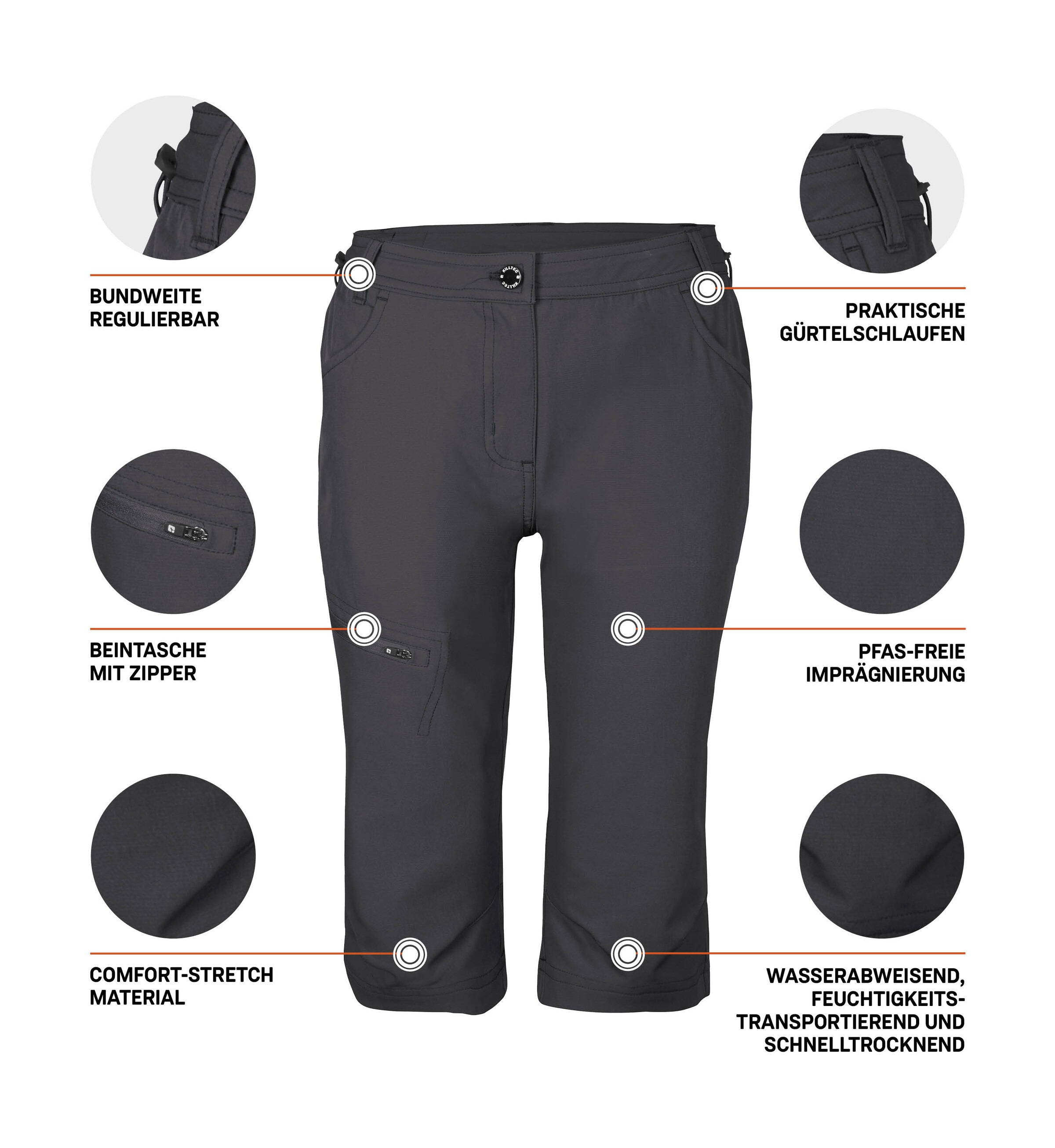 Killtec Caprihose »KOS 4 WMN PNTS«, Wasserabweisende, schnelltrocknende Caprihose mit Comfort-Stretch