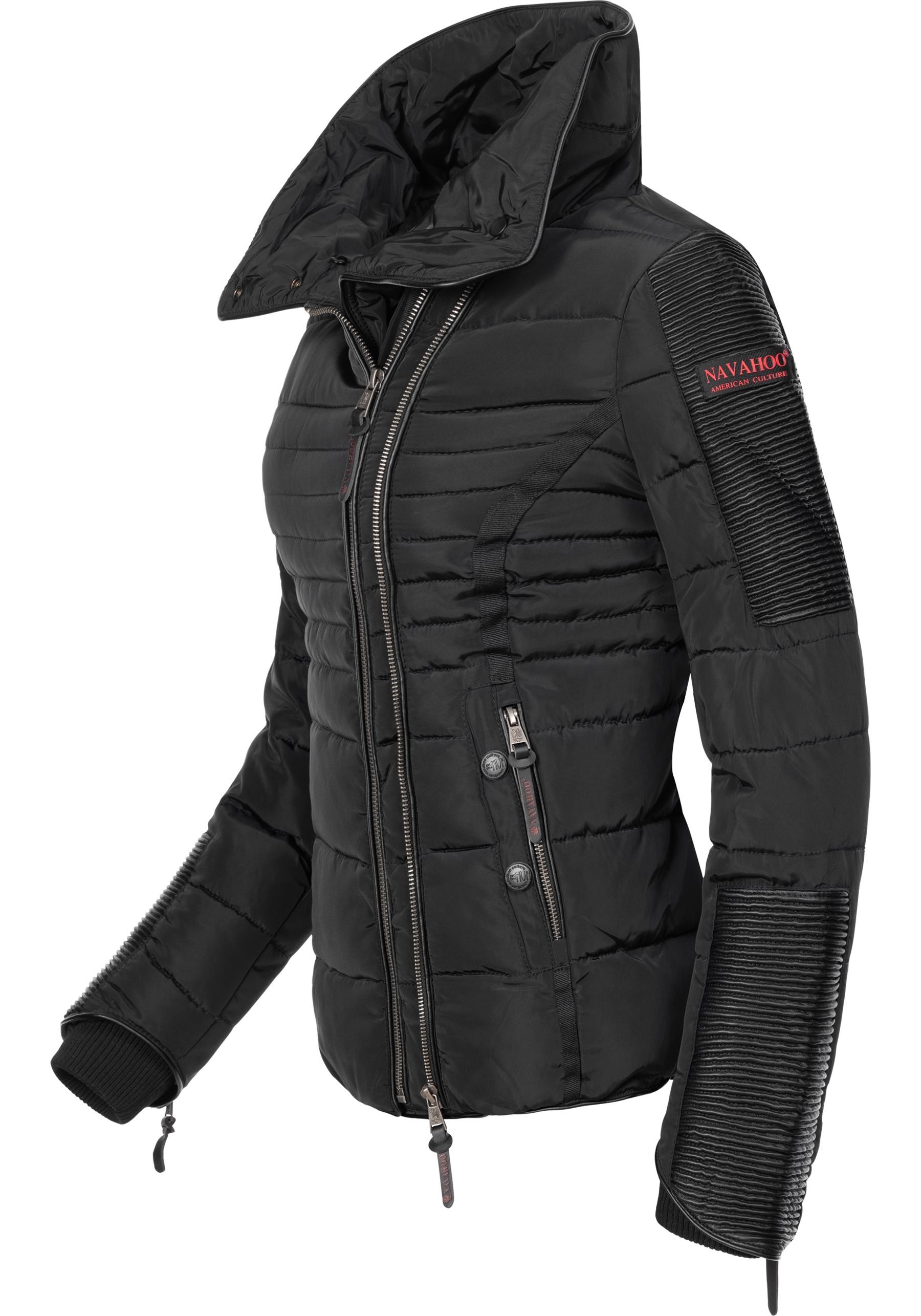 Navahoo Steppjacke »Yuki2«, ohne Kapuze, stylische Winterjacke mit edlem Kunstfell-Kragen