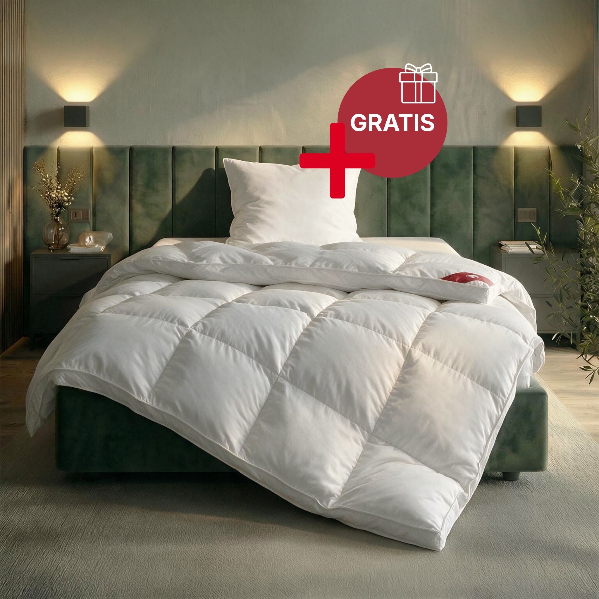 RIBECO Federbettdecke "Bettdecke in 135x200 und 155x220cm Topseller," extrawarm Füllung 50% Daunen & 50% Federn 1 Stk. tlg. Daunen und Federn, Made in Germany, mit gratis 80x80 cm Kissen