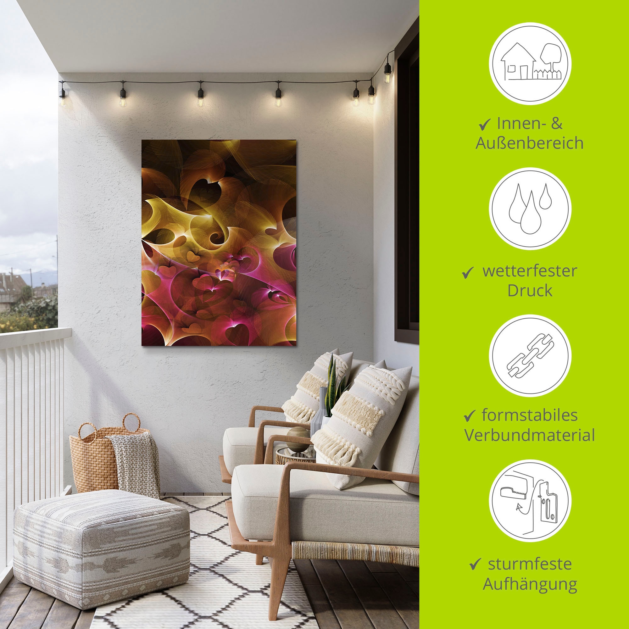 Artland Wandbild »Liebe findet Dich«, Herzbilder, (1 St.), als Alubild, Leinwandbild, Wandaufkleber oder Poster in versch. Größen