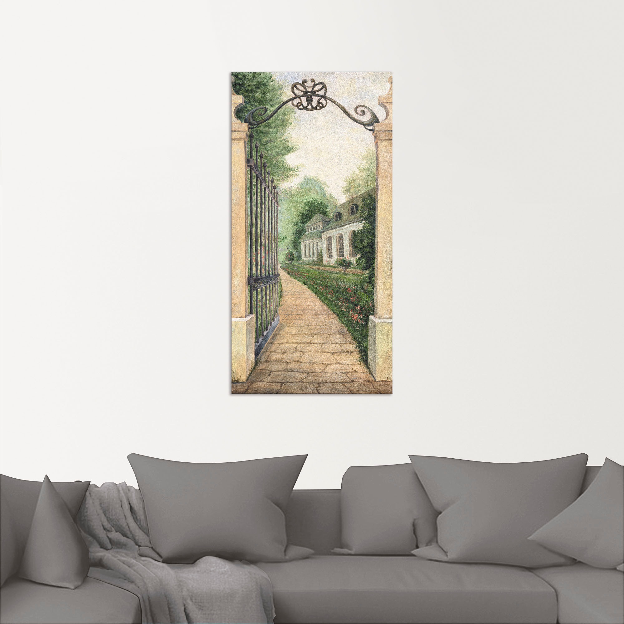 Artland Wandbild »Fresco - Blick durchs Gartentor«, Garten, (1 St.), als Leinwandbild, Poster in verschied. Größen