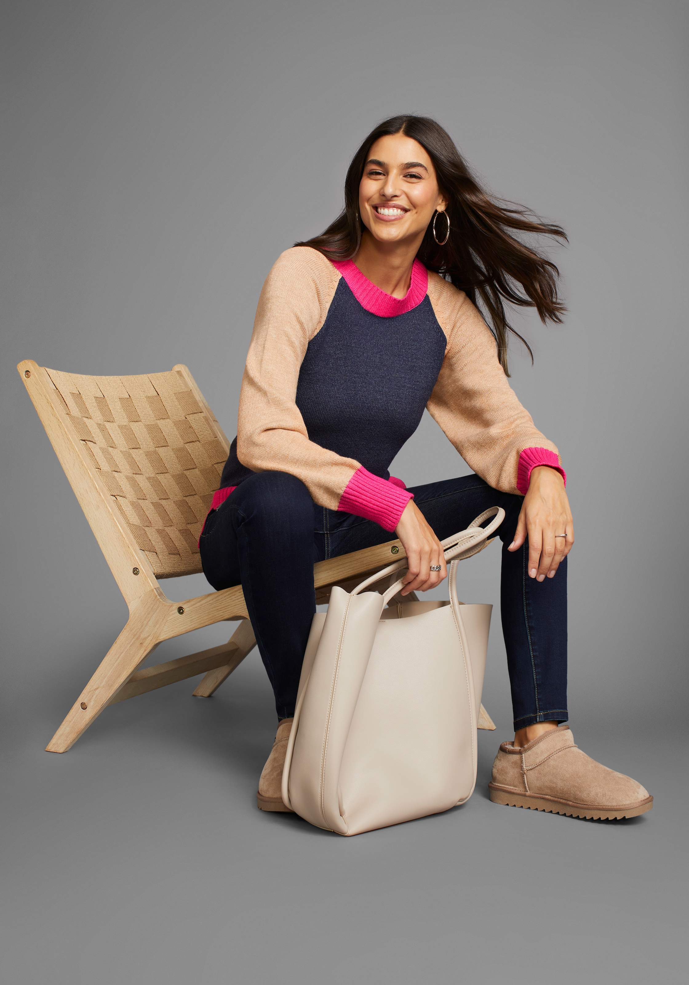 Laura Scott Rundhalspullover, mit Colorblock