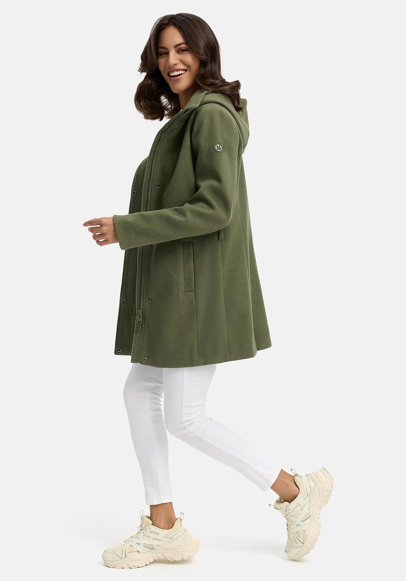 Marikoo Kurzmantel »Katalinaa«, Eleganter Wickel Mantel mit Taillengürtel und Oversized Hood Kapuze