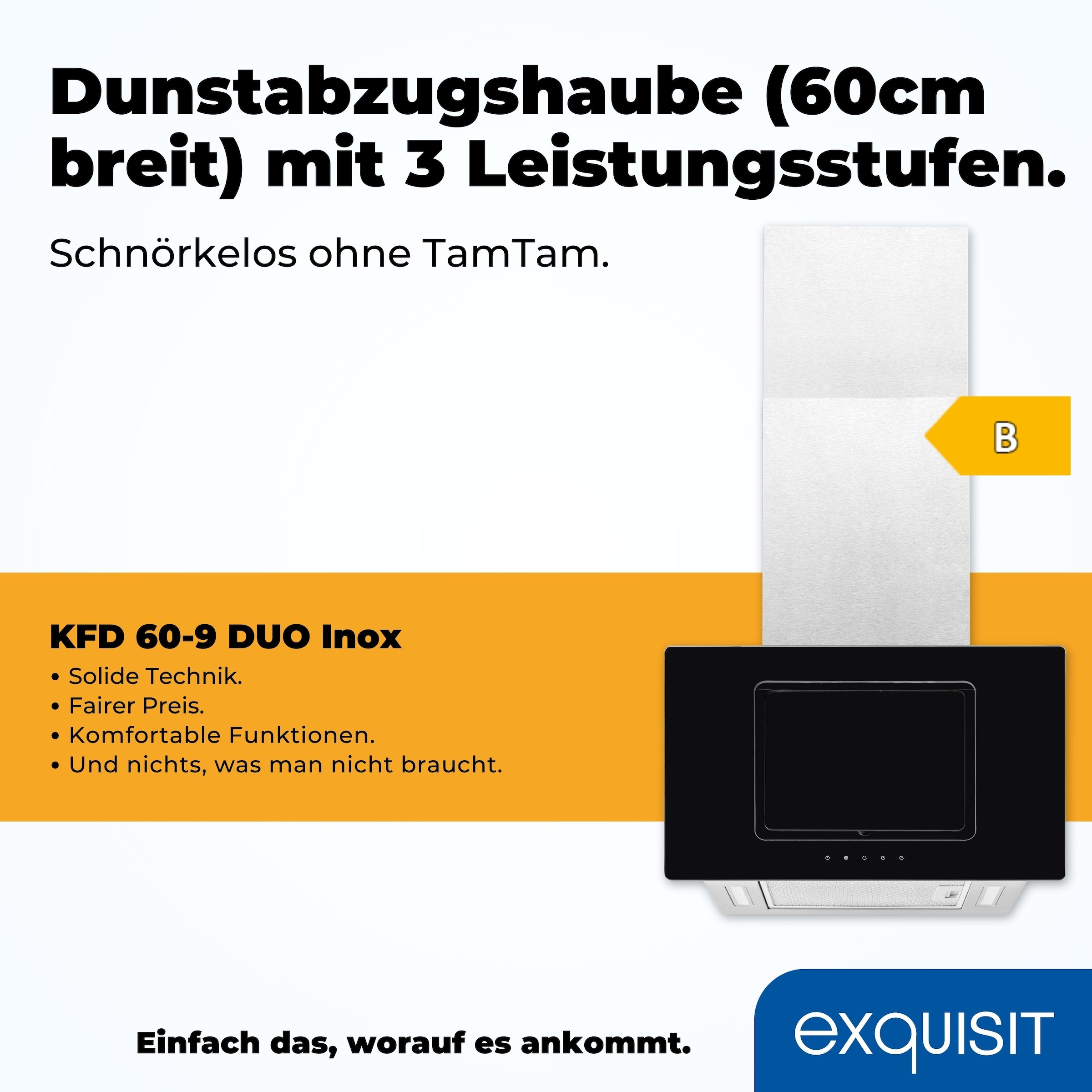 exquisit Kopffreihaube »KFD 60‐9 DUO Inox«
