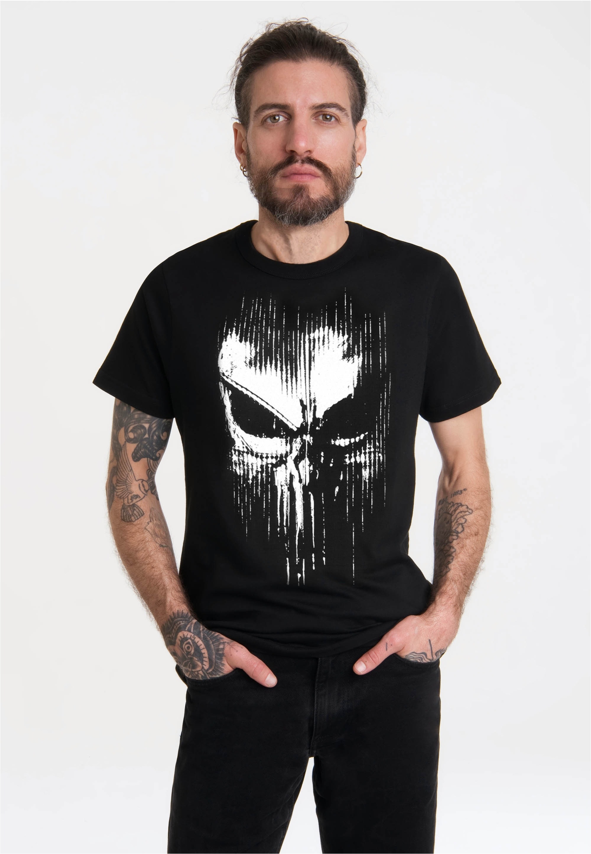 LOGOSHIRT T-Shirt "Marvel - Punisher Striped Skull", mit coolem Print günstig online kaufen