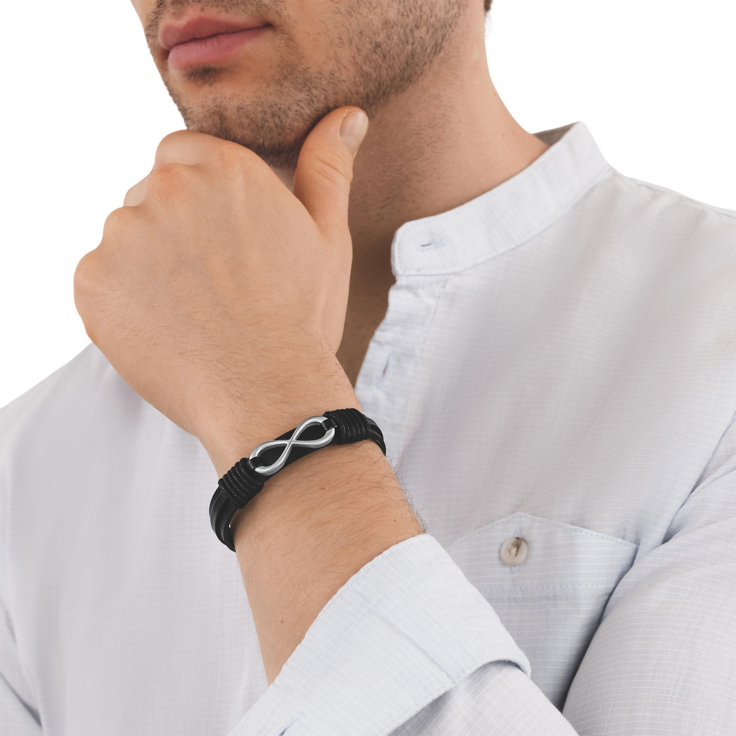 TOM TAILOR Lederarmband »Schmuck Edelstahl Leder Textil Infinity Unendlichkeitsschleife«