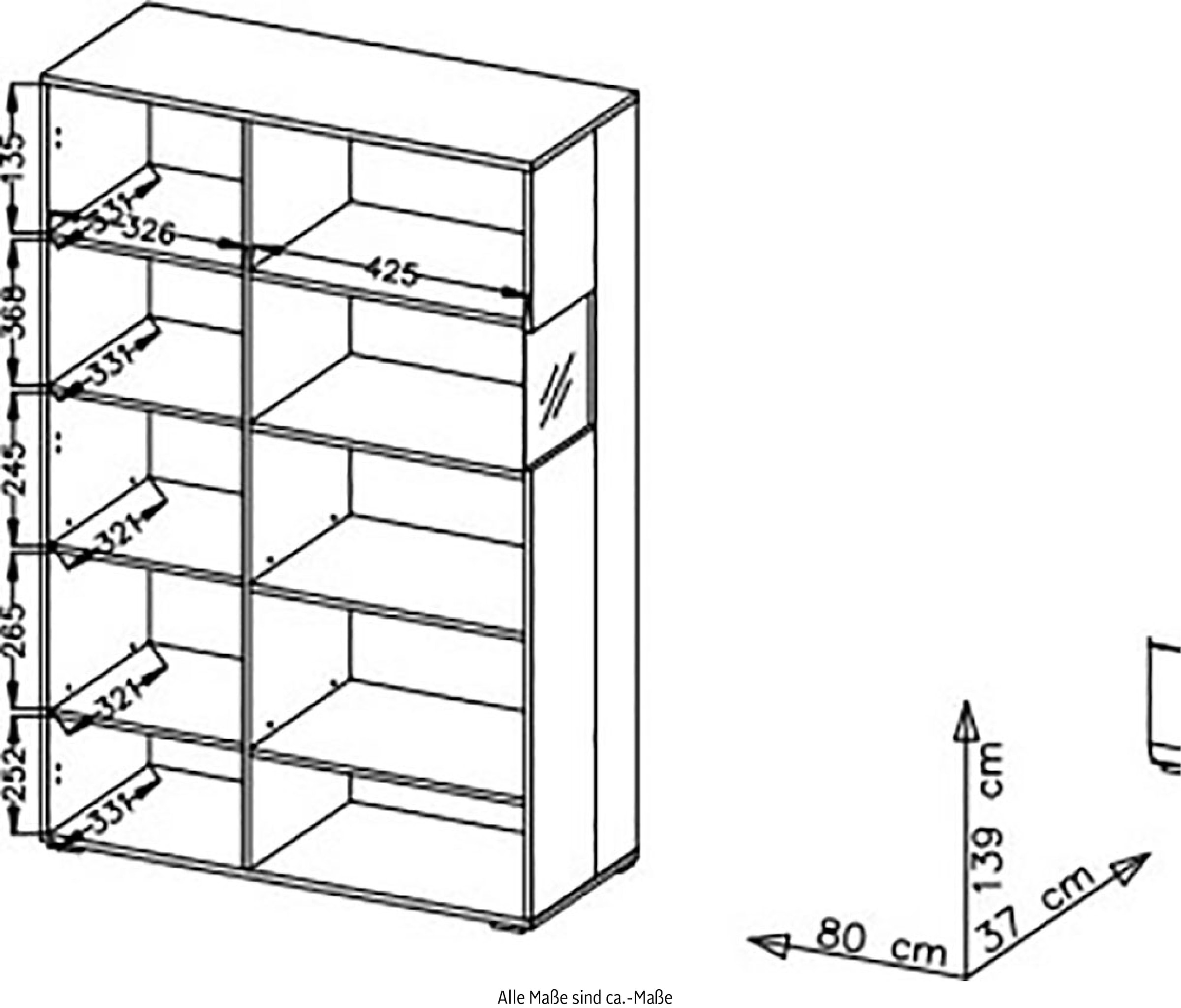 Innostyle Vitrine »FUN PLUS II«, (2 St.), Glastür, Holztür, 10 Fächer, Softclose, ABS Kantenschutz