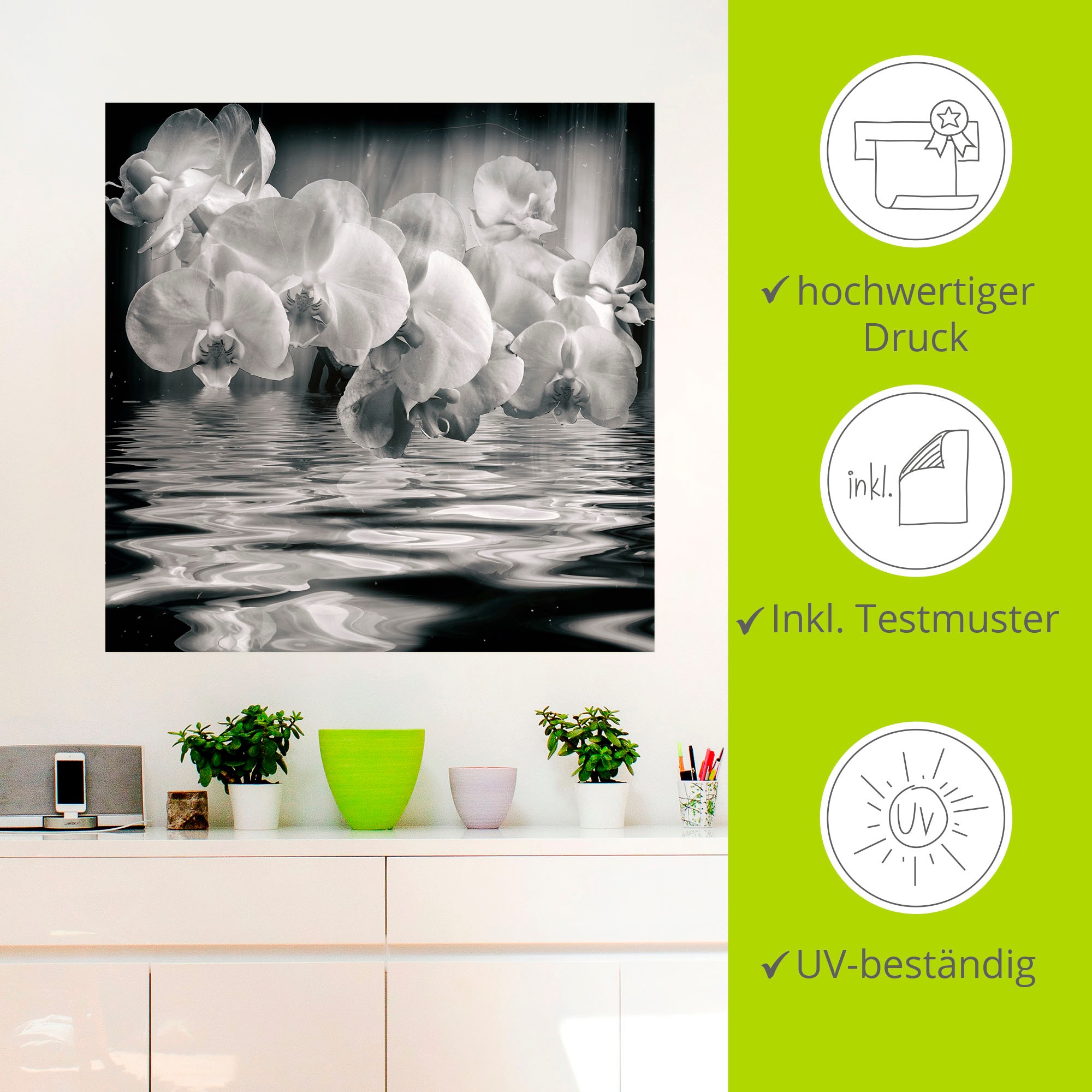 Artland Wandbild »Orchideen - monochrom«, Spa Bilder, (1 St.), als Leinwandbild, Wandaufkleber in verschied. Größen