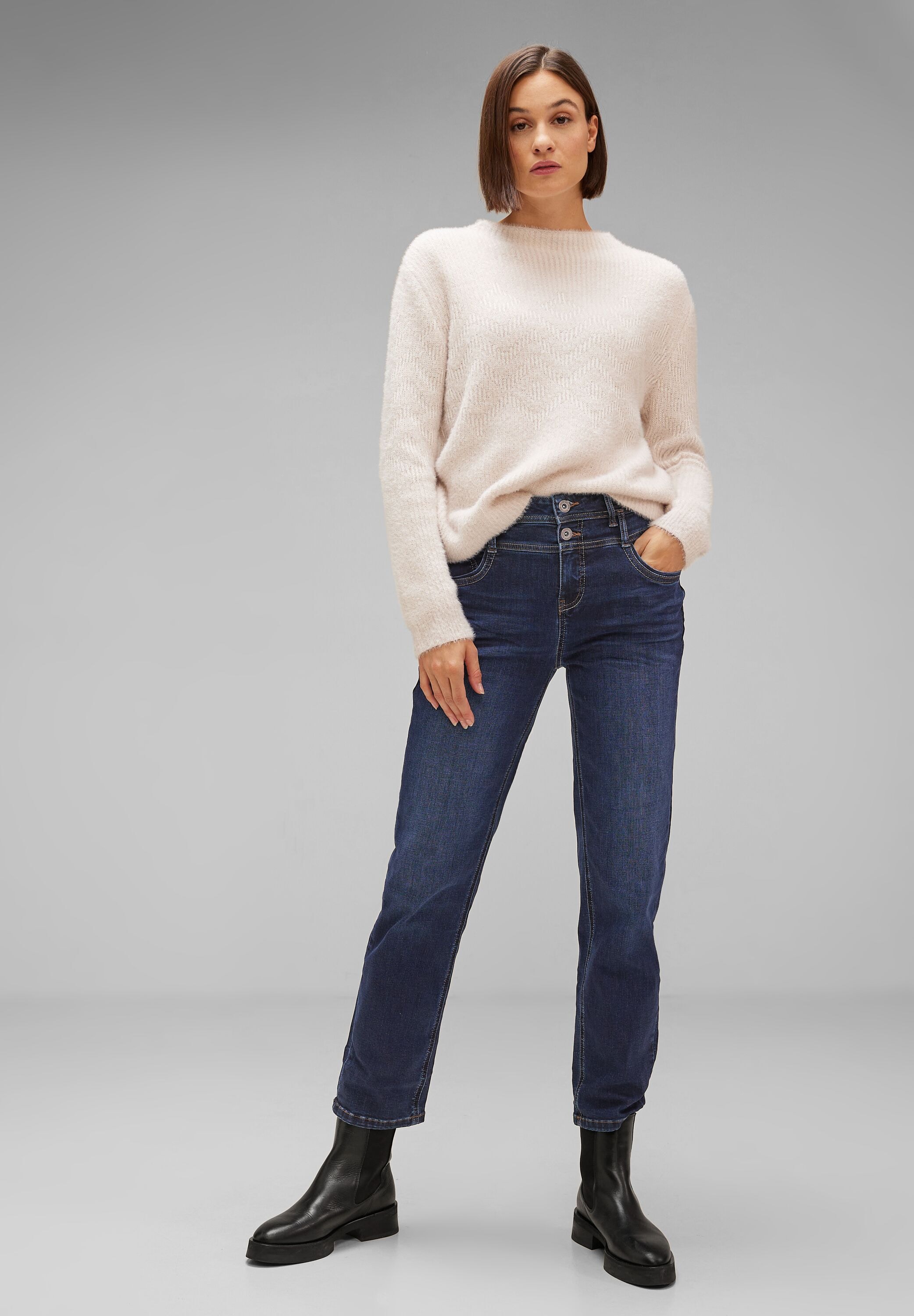 STREET ONE Gerade BAUR High bestellen | online Jeans, Waist