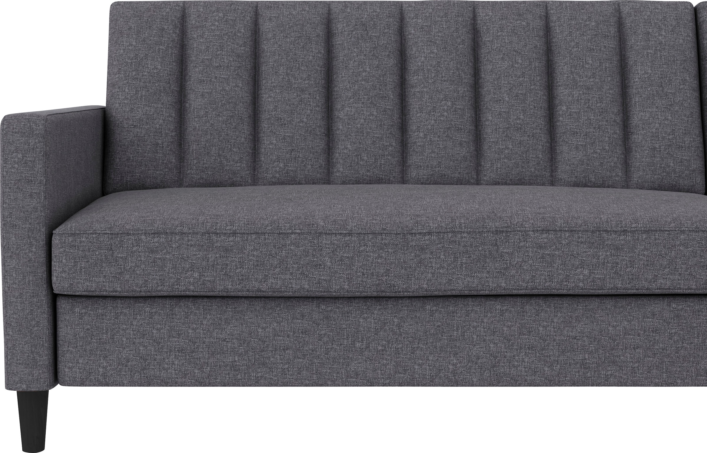 Dorel Home Ecksofa mit Schlafffunktion, Recamiere mit Stauraum beidseitig montierbar, Rückenlehne 2-teilig und 3-fach verstellbar