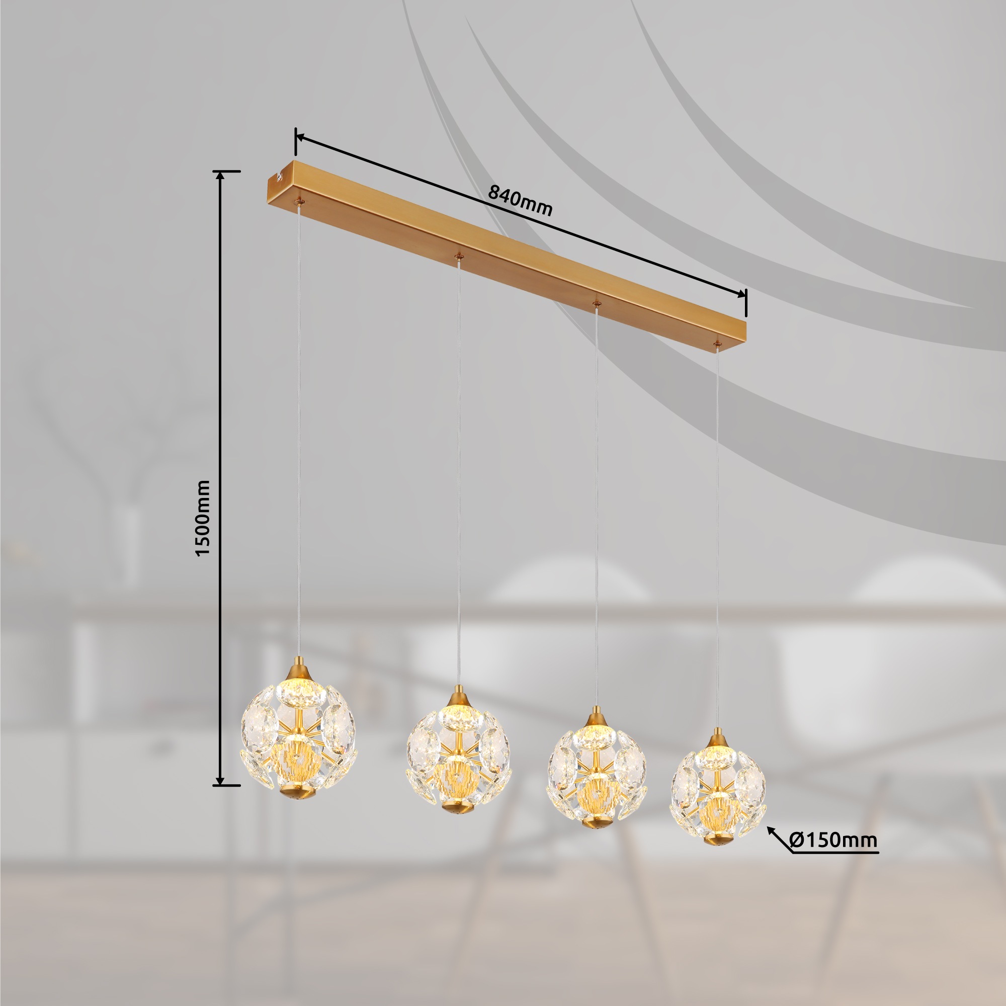 GLOBO LIGHTING LED Pendelleuchte »VIRINA« LED-Modul 1 Stk. Warmweiß Hängelampe/Hängeleuchte/Wohnzimmer/Esstisch/elegant
