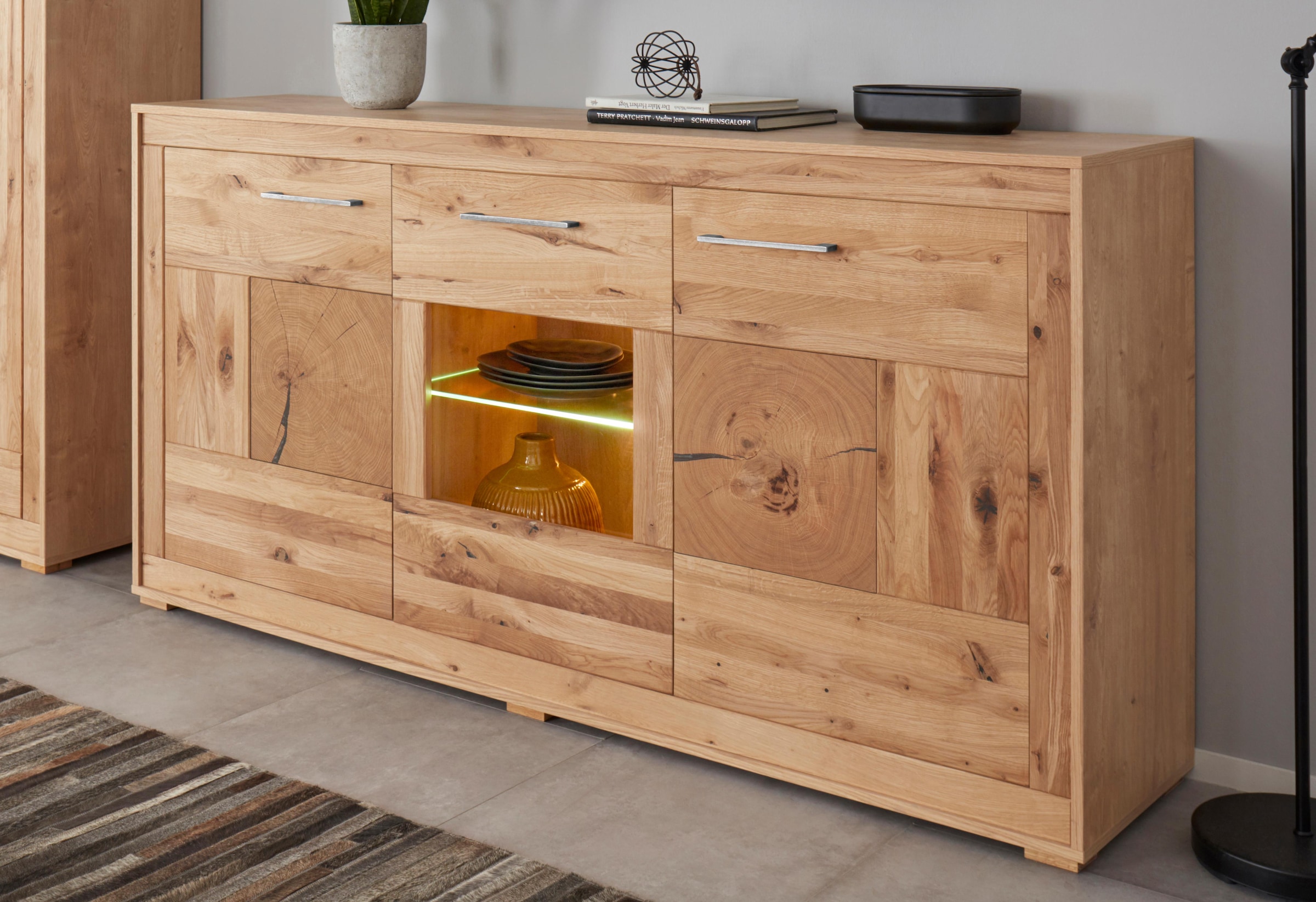 VOGL Möbelfabrik Sideboard, Breite 166 cm, teilmassiv, mit Hirnholzapplikat günstig online kaufen