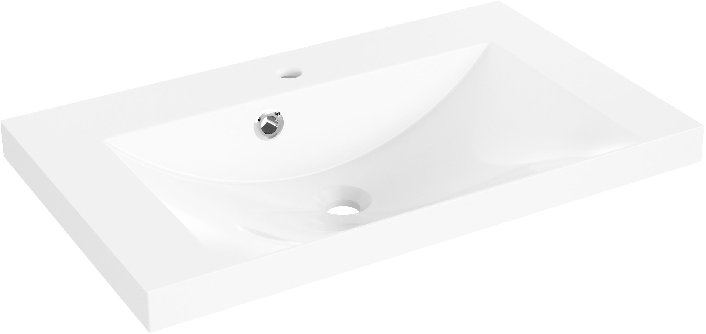 Saphir Badmöbel-Set »Quickset 945 2-teilig, Mineralmarmor-Waschtisch und LED-Spiegelschrank«, (2 St.), Waschplatz 80 cm breit, 5 Türen, 1 Schublade, inkl Türdämpfer, Bad-Set