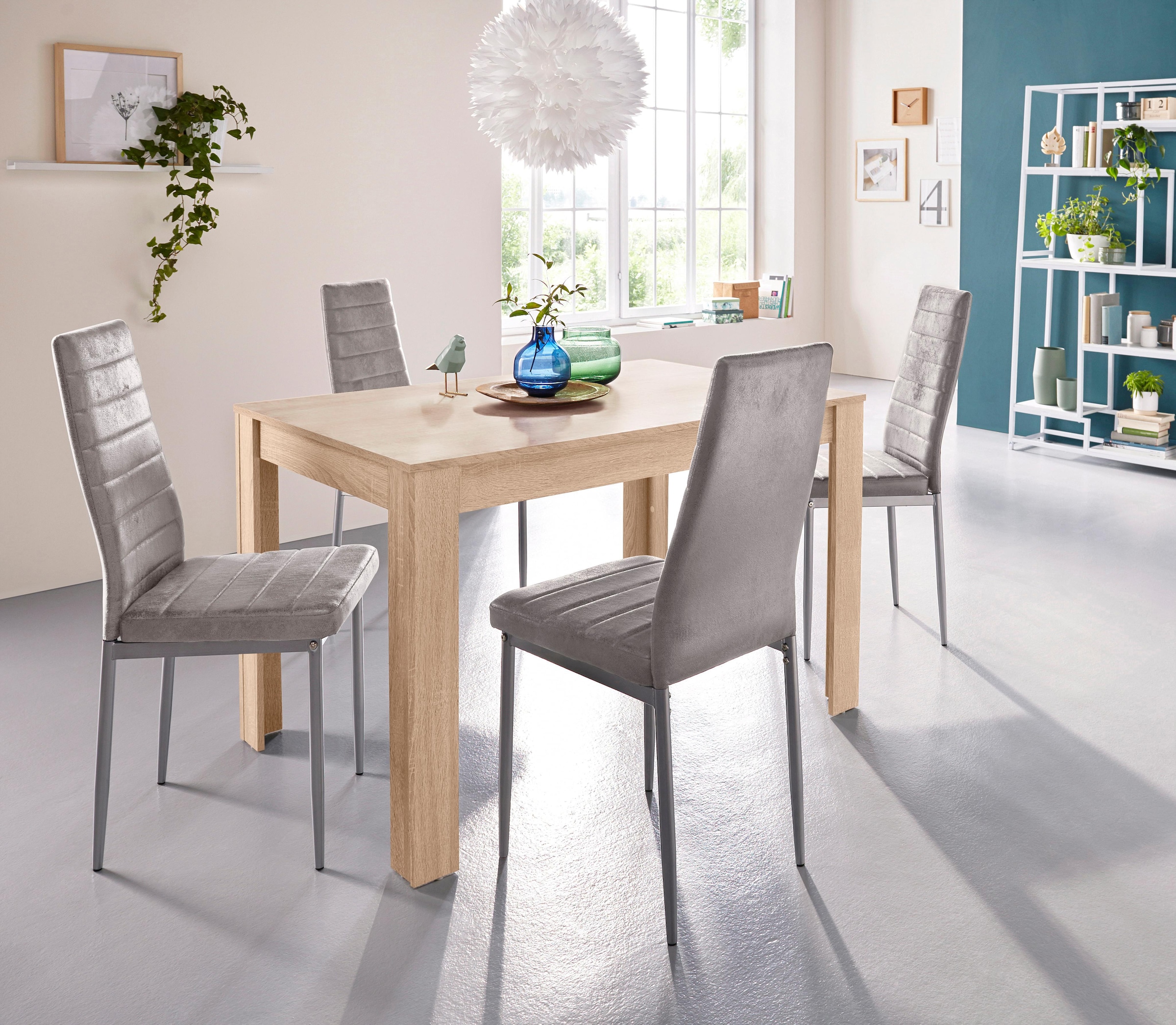 INOSIGN Essgruppe "mit Tisch und 4 Stühlen", (Set, 5 tlg.), Tischbreite 120 cm Esszimmer Set, Tischgruppe