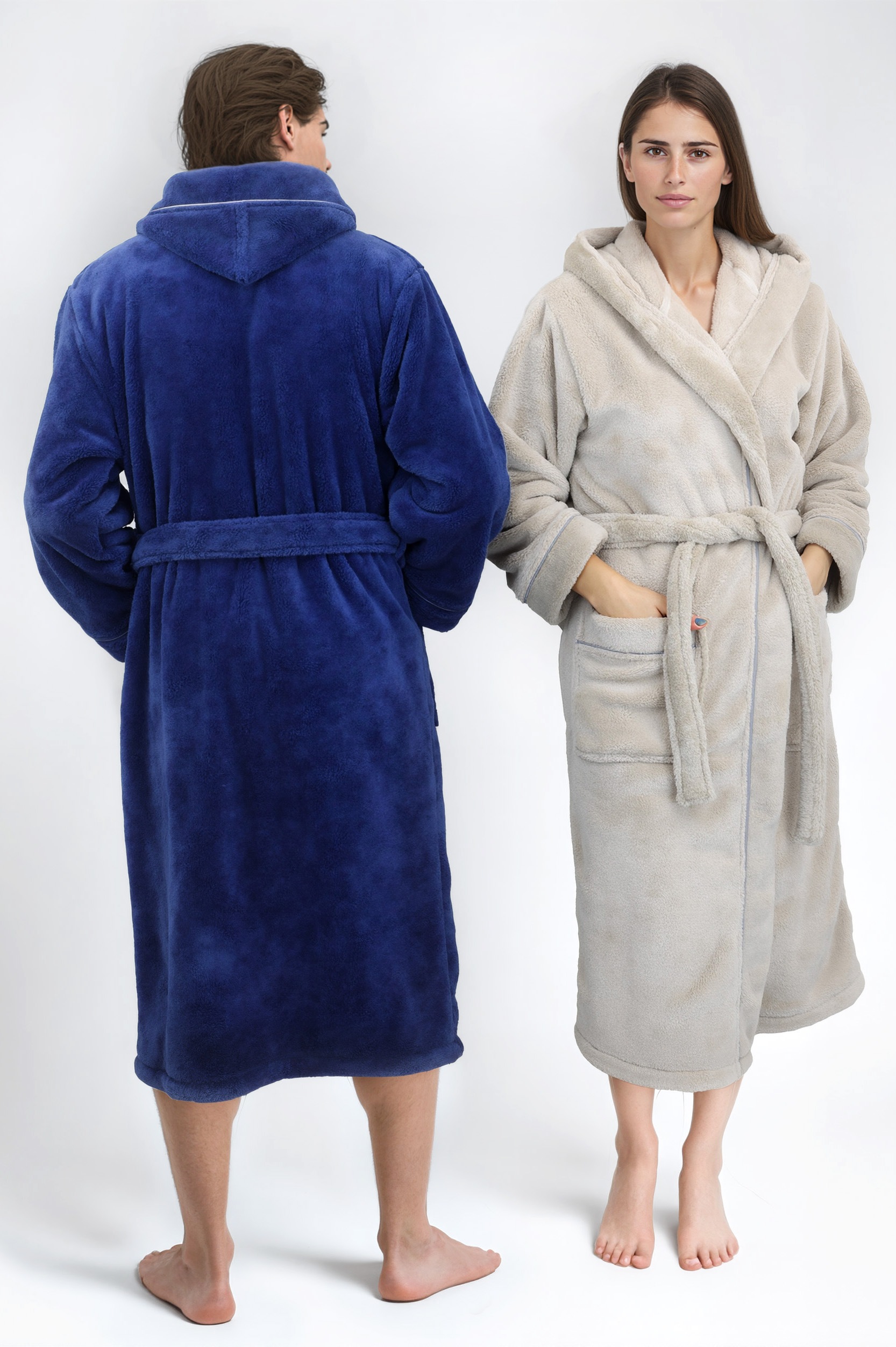 my home Unisex-Bademantel »Lillou, ideal für Sauna & Spa, Hotelbademantel, Morgenmantel«, (1 St.), kuschelig weicher Fleece, für Damen und Herren, XS-3XL