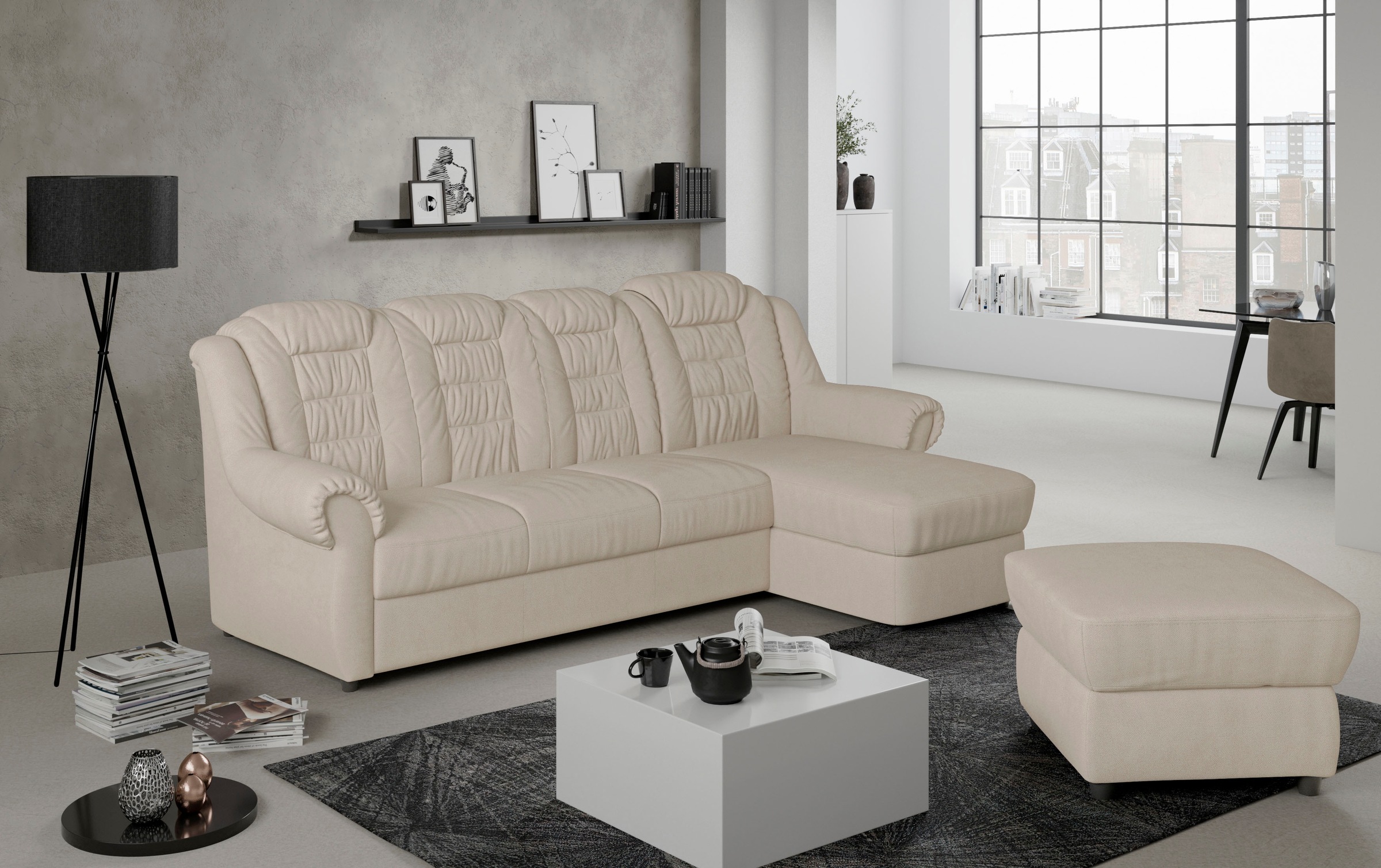 Home affaire Ecksofa "Boston L-Form" mit hoher Rückenlehne, wahlweise mit B günstig online kaufen