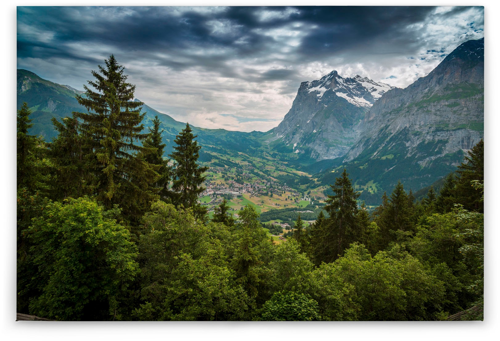 A.S. Création Leinwandbild »Mountain Views«, Landschaft, (1 St.), Bild Landschaft Bäume Gebirge Keilrahmen