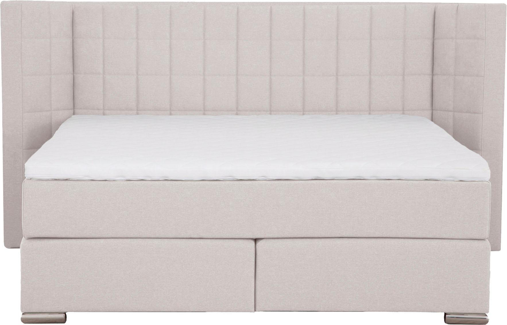 Places of Style Boxspringbett »Piazza«, mit Steppung und Kopfteil mit seitlichen Flügeln