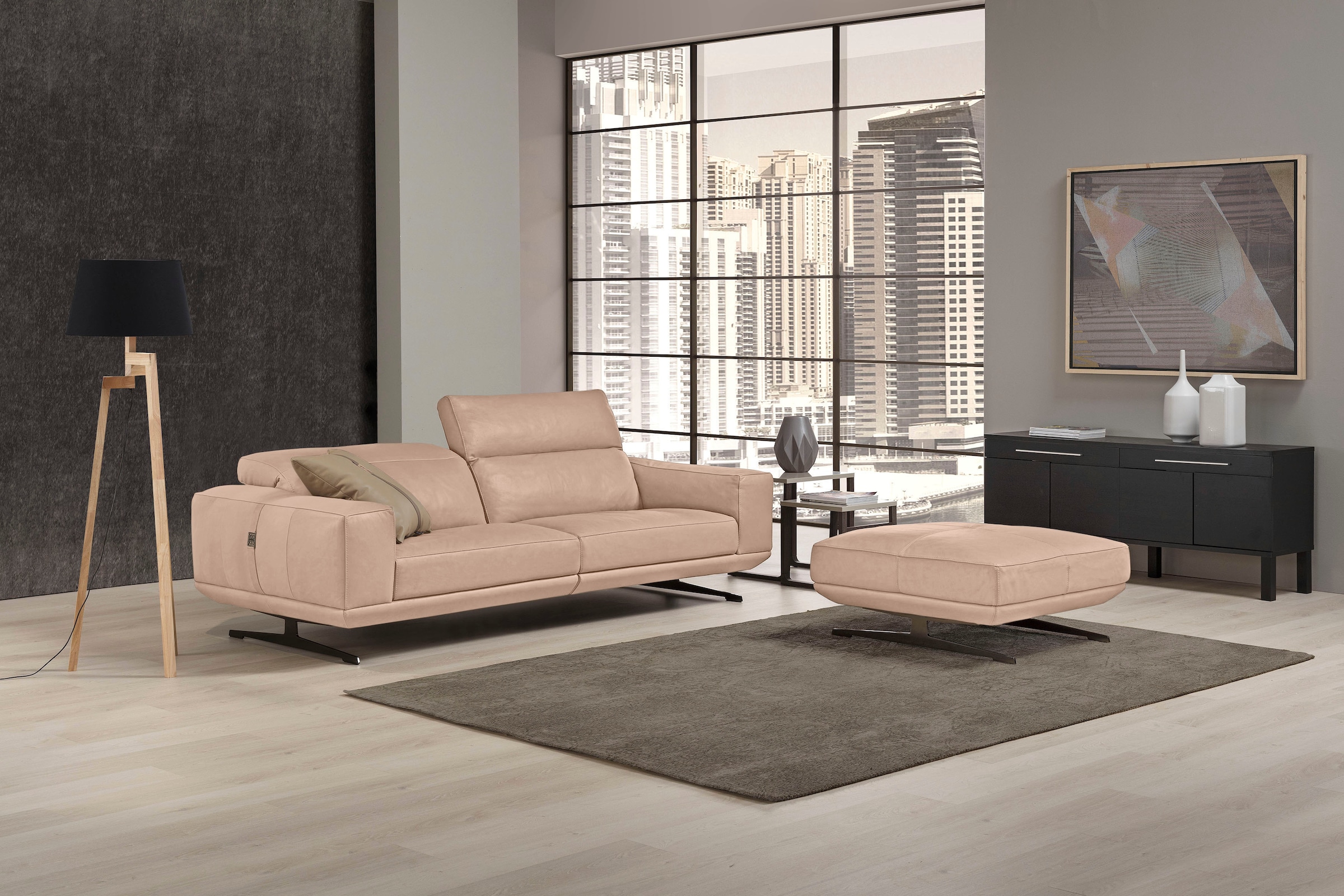 Egoitaliano 2,5-Sitzer "Gloria, super bequem und hochwertige Verarbeitung, edles Design" beidseitig verstellbare Rückenelemente, mit Metallfüßen