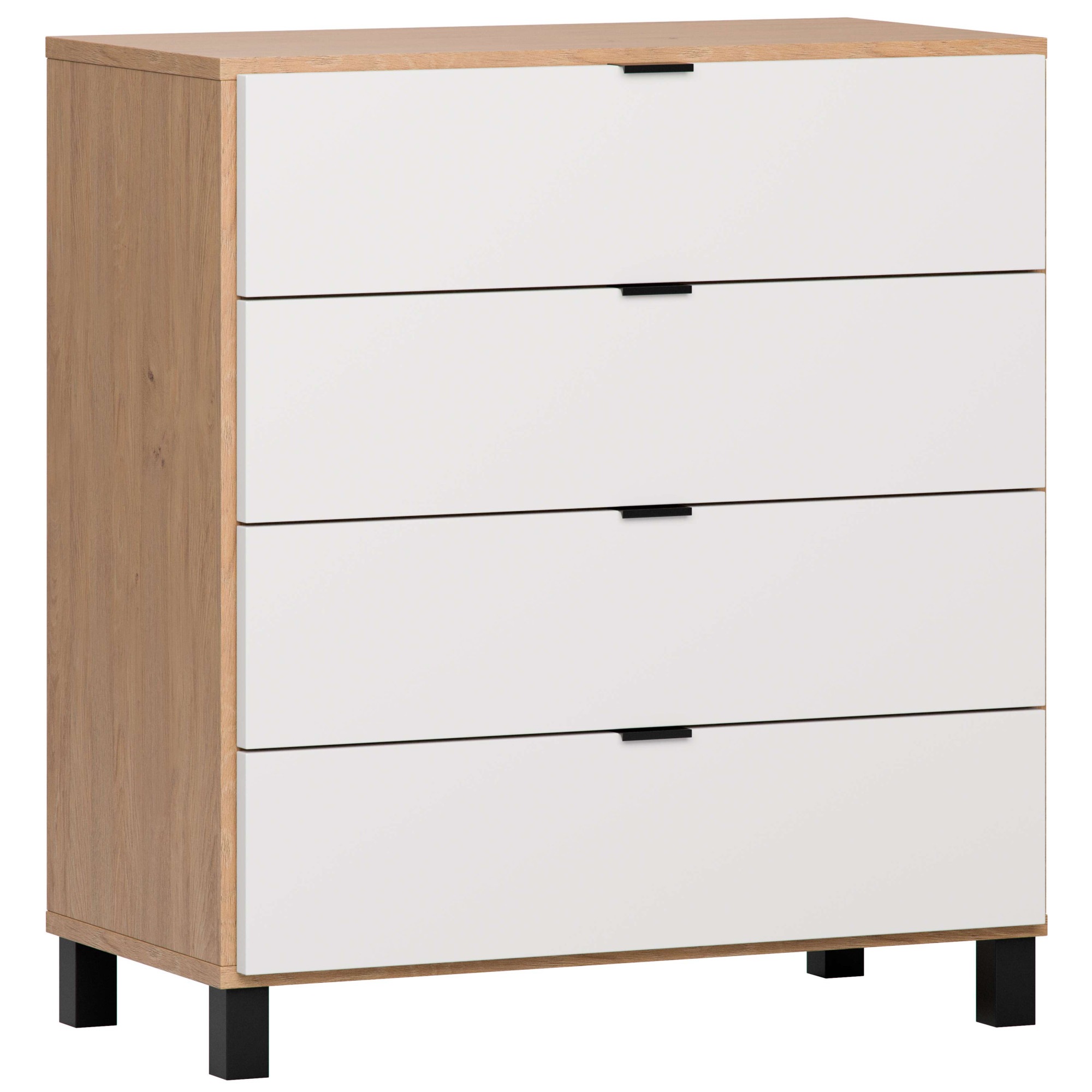 VOX Kommode »SIMPLE Sideboard mit 4 Schubladen, Maße B/T/H: 90/47/94,5 cm«, Soft-Close Function, mit schwarzen Metallgriffe