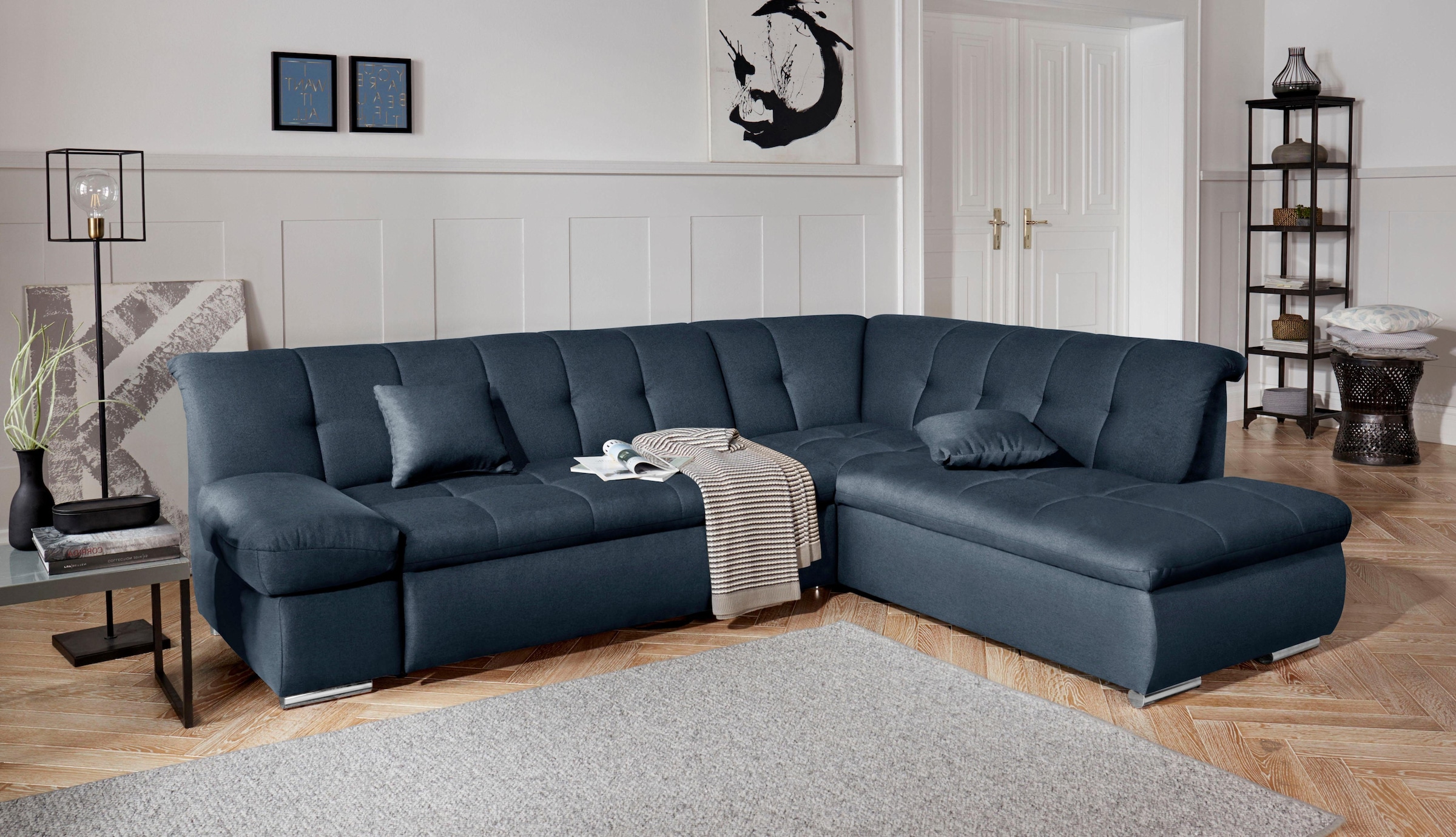 DOMO collection Ecksofa "MONA 271x213 cm, modern und komfortabel" whlw. mit Bett- und Armlehnfunktion, L-Form