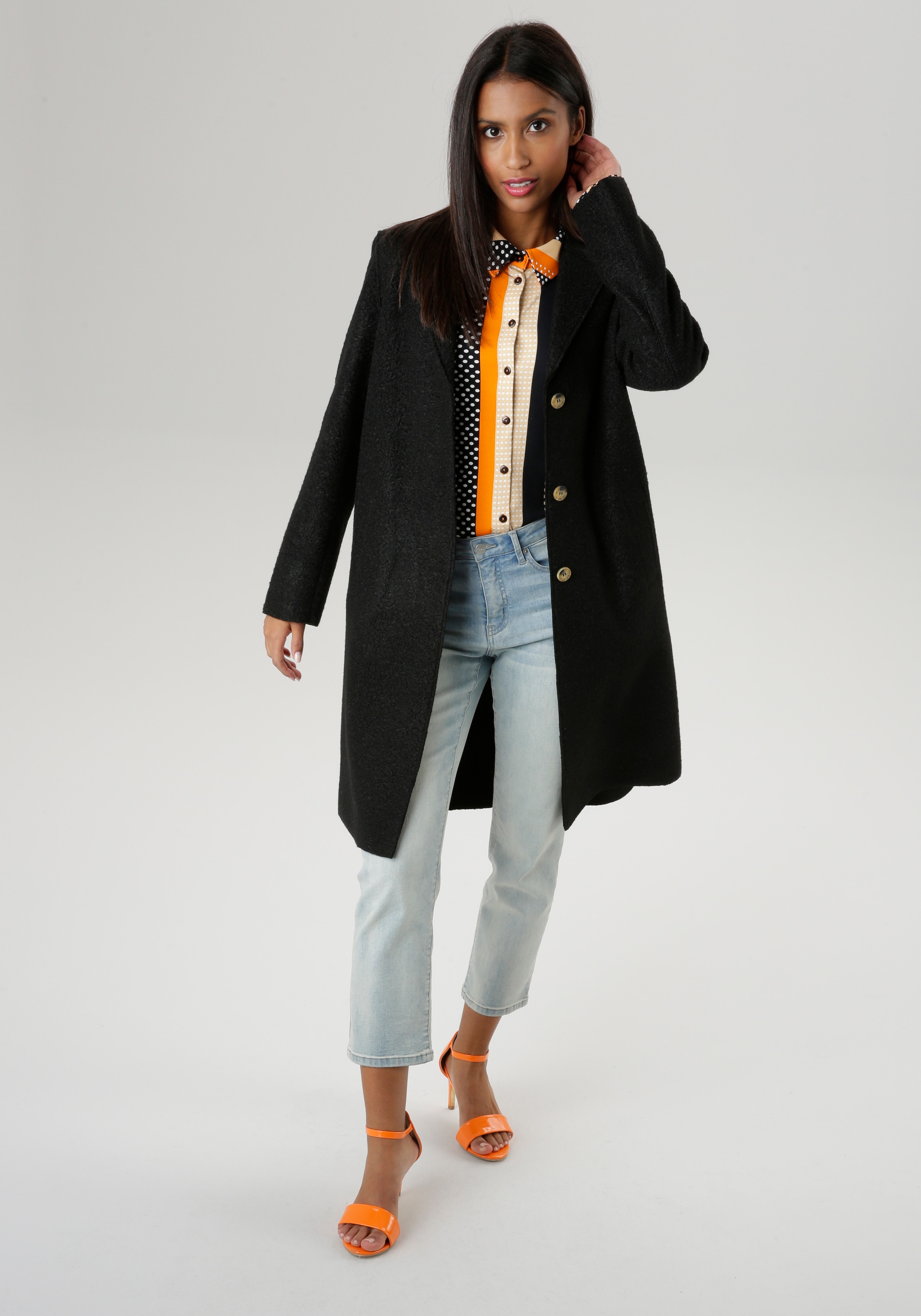 Aniston SELECTED Kurzmantel, in trendy Bouclé-Optik - NEUE KOLLEKTION  bestellen | BAUR