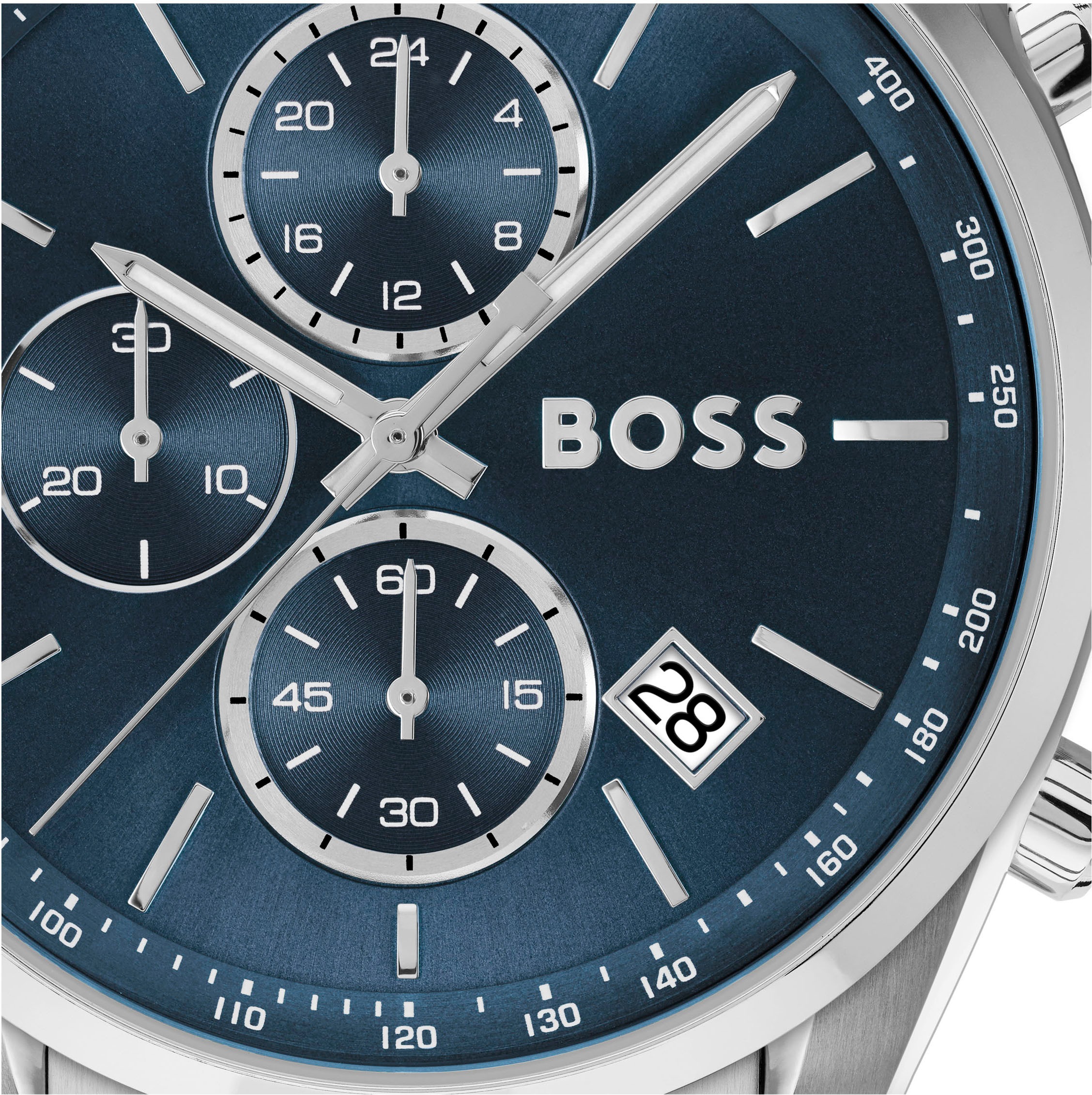 BOSS Chronograph »GRAND PRIX 44«, Quarzuhr, Armbanduhr, Herrenuhr, Edelstahlarmband, analog, Tag